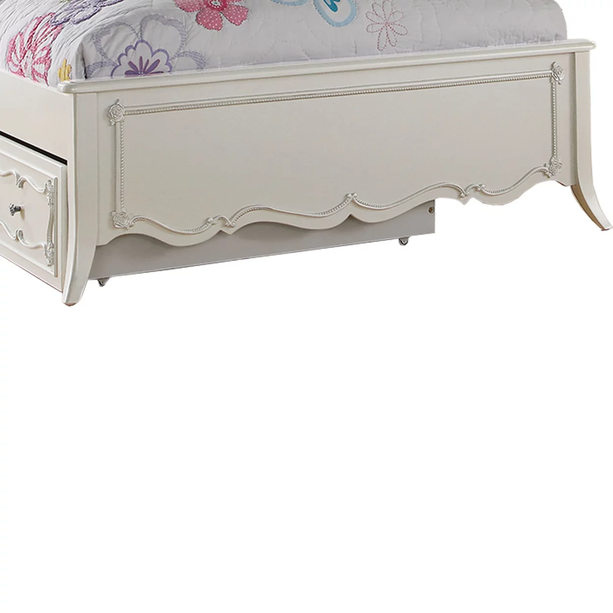 Faux Leather Upholstered Wooden Full Size Bed with Button Tufted Headboard, White- Saltoro Sherpi