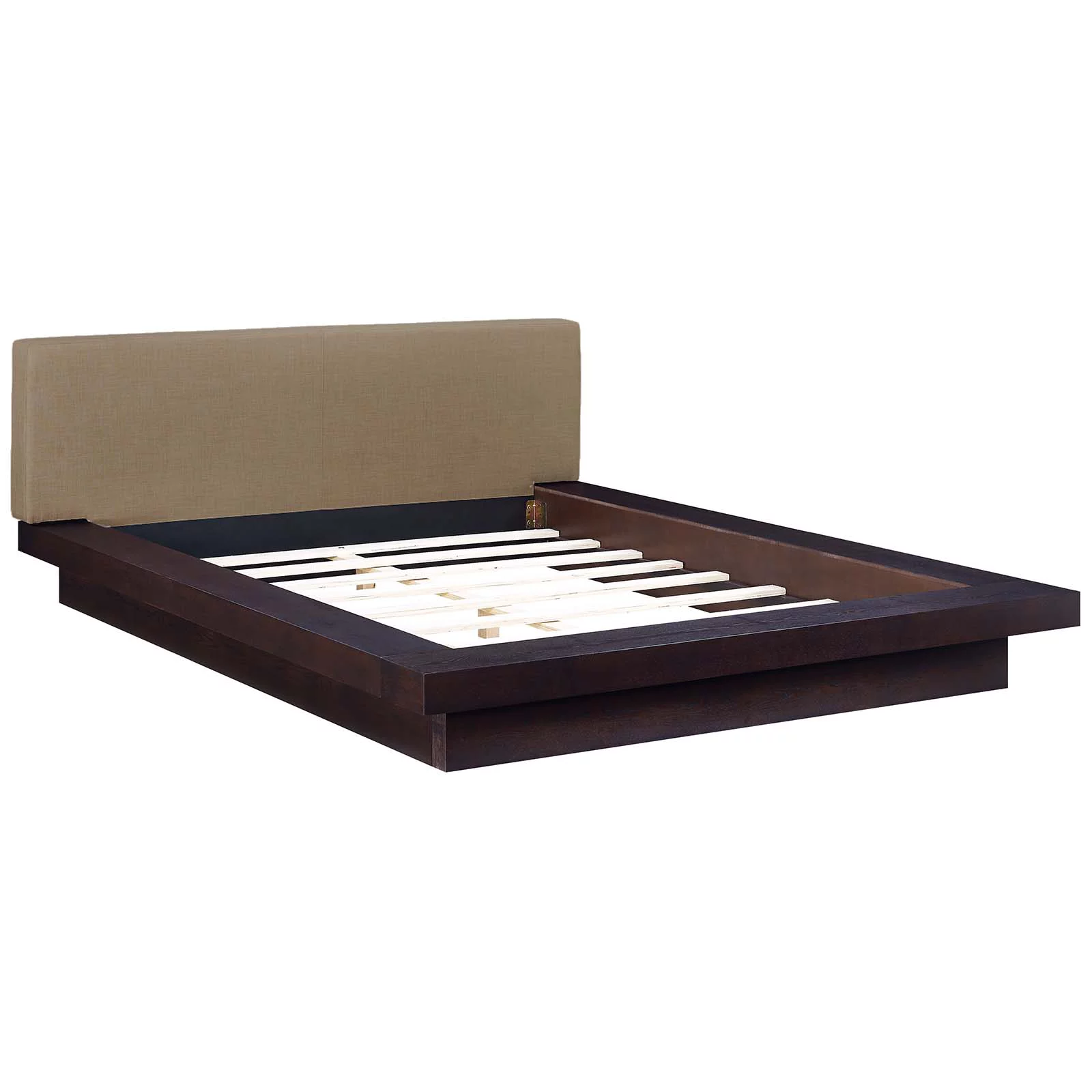 Modern Contemporary Urban Design Bedroom Queen Size Platform Bed Frame, Brown, Fabric Wood