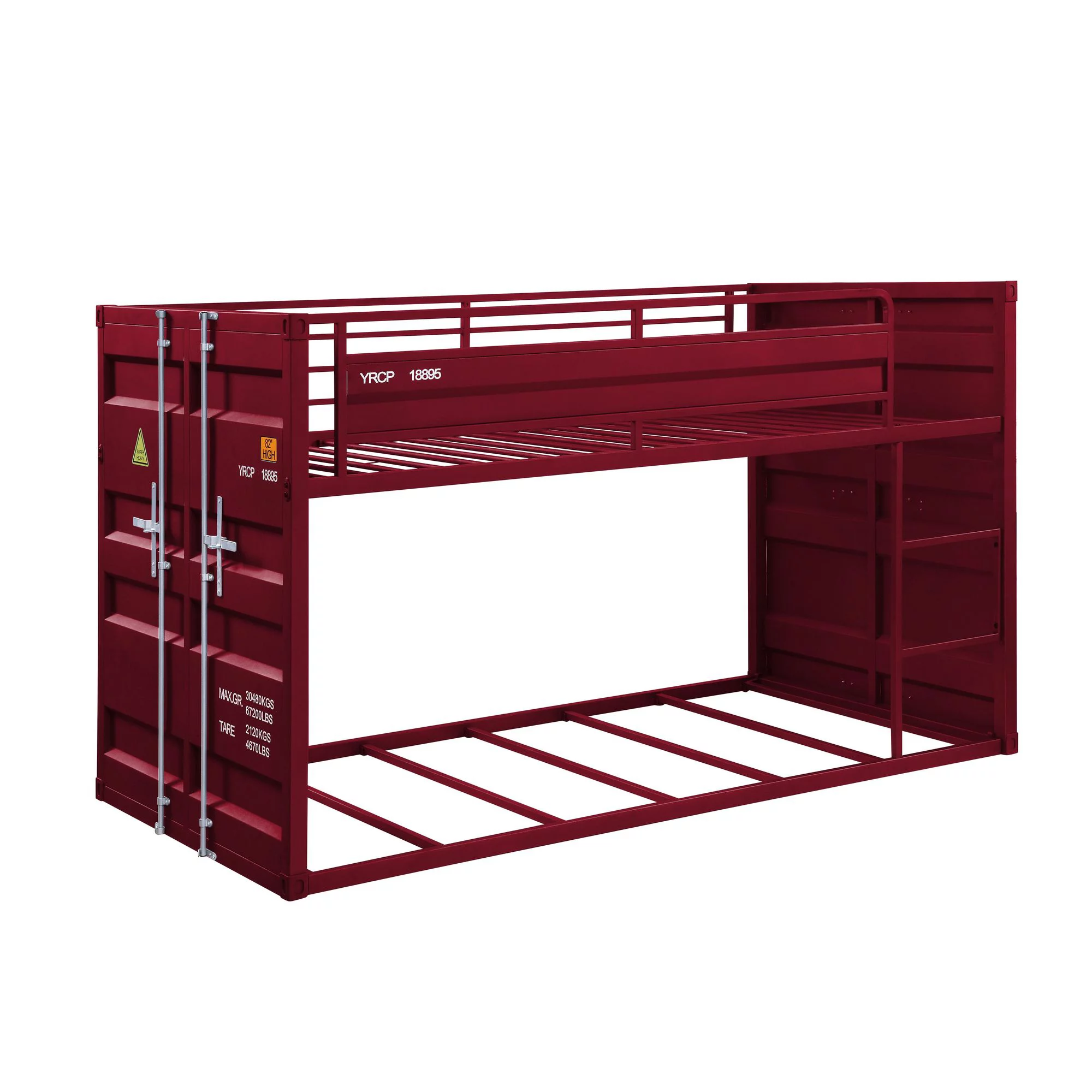 Miekor Furniture Cargo Twin/Twin Bunk Bed, Red Finish