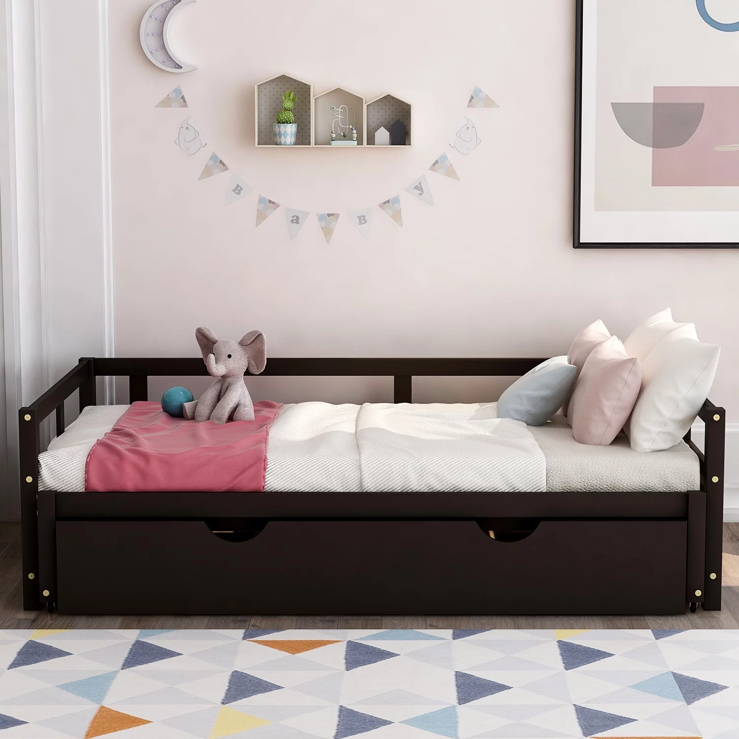 Extending Daybed with Trundle Wood Daybed with a Trundle No Box Spring Required Twin Trundle Daybed Sofa Bed for Bedroom Living Room