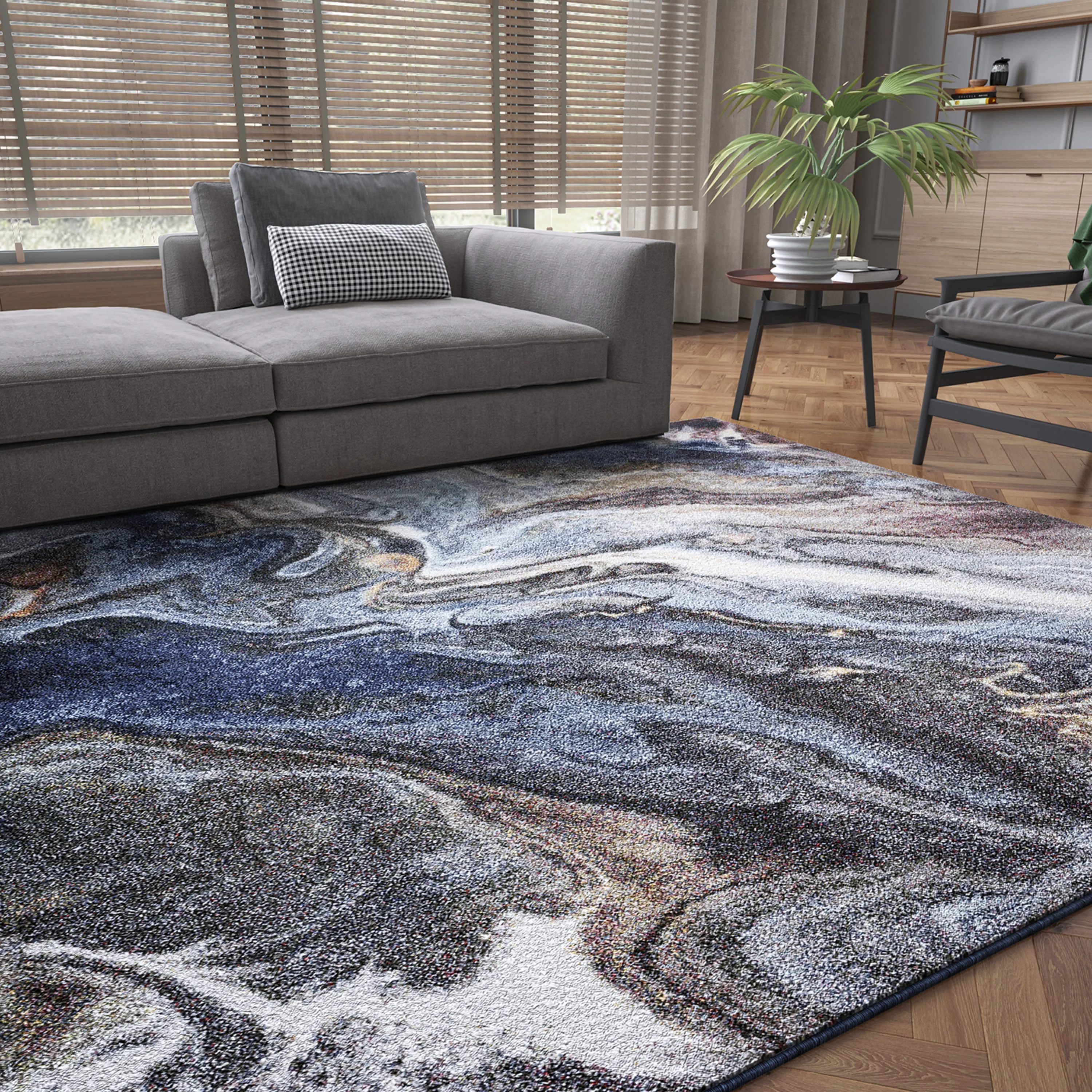 5x7 Modern Navy Area Rugs for Living Room | Bedroom Rug | Dining Room Rug | Indoor Entry or Entryway Rug | Kitchen Rug | Alfombras para Salas 5'3'' x 7'3''