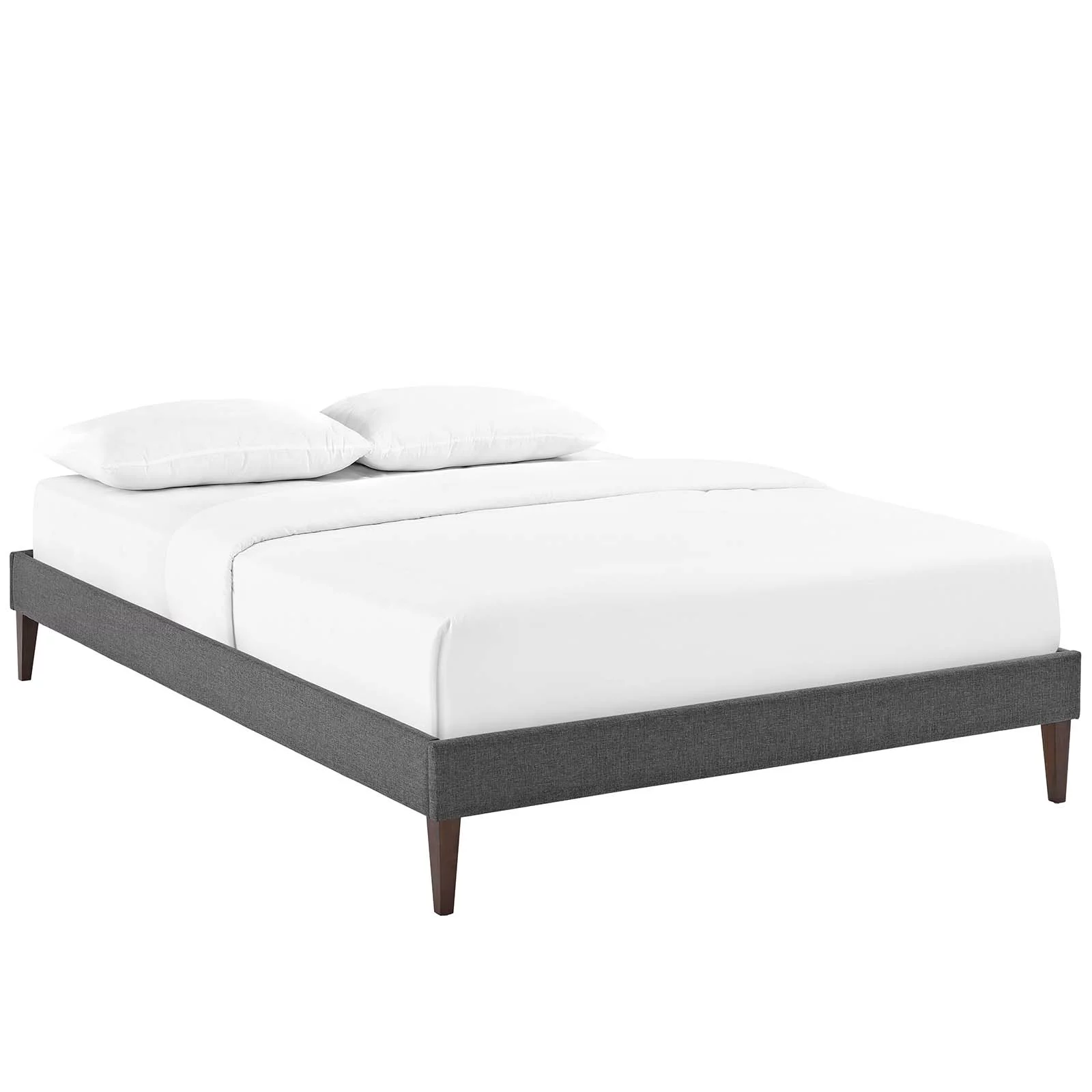 Modway Tessie Full Fabric Bed Frame with Squared Tapered Legs in Gray