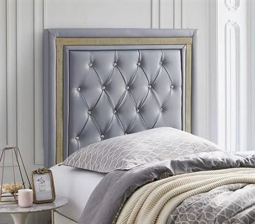 Tavira Allure College Dorm Headboard - Alloy With Crystal Border - With Legs