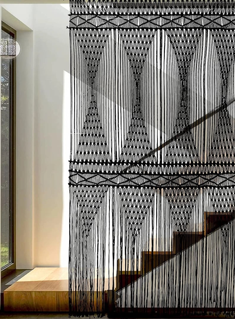 KNITTWORLD Contemporary Macramé Extra Large Macramé Large Curtain Bohemian Decoration Wall Arch Curtain Wall Art Tapestry