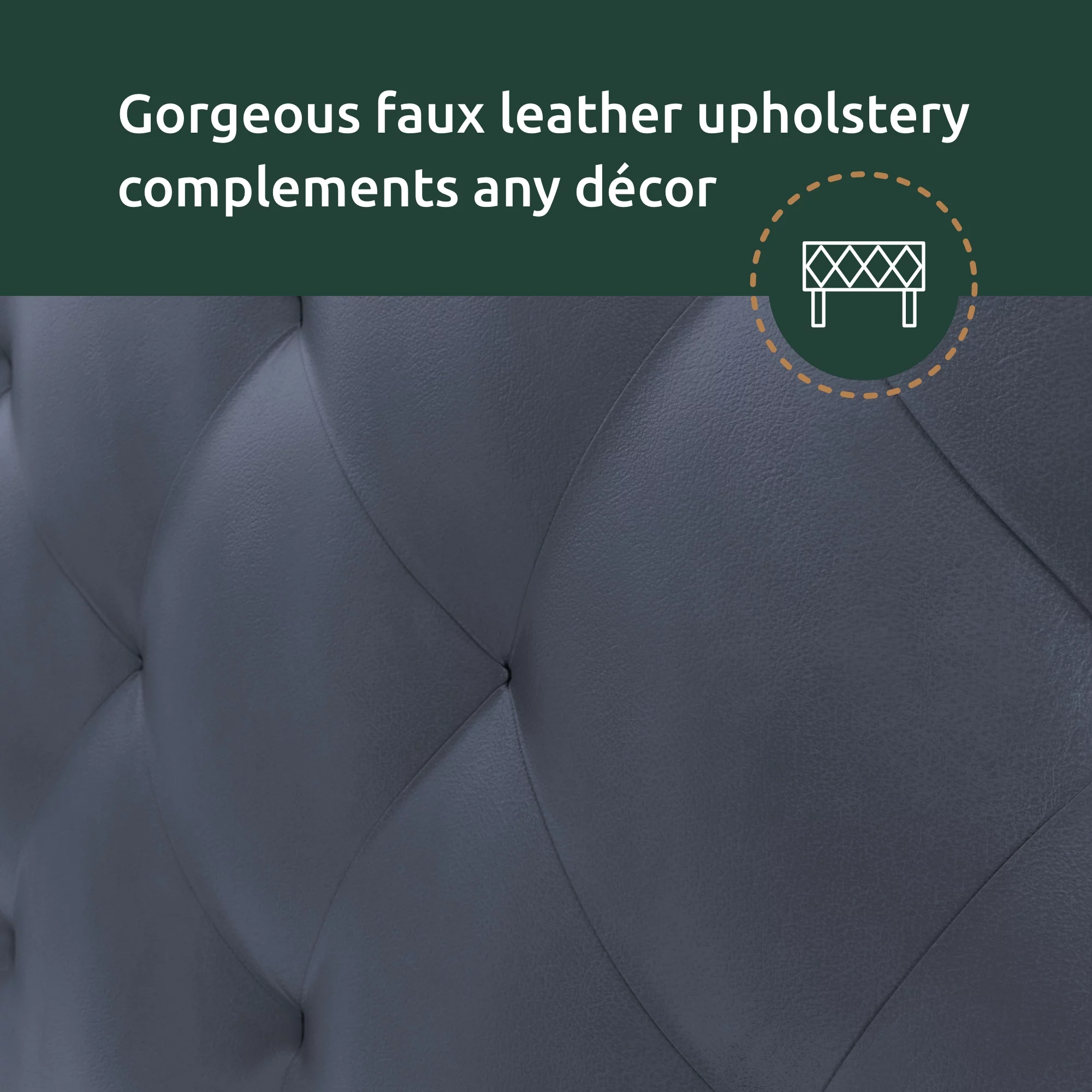 Rest Haven Harrington Faux Leather Upholstered Headboard, Queen, Gray