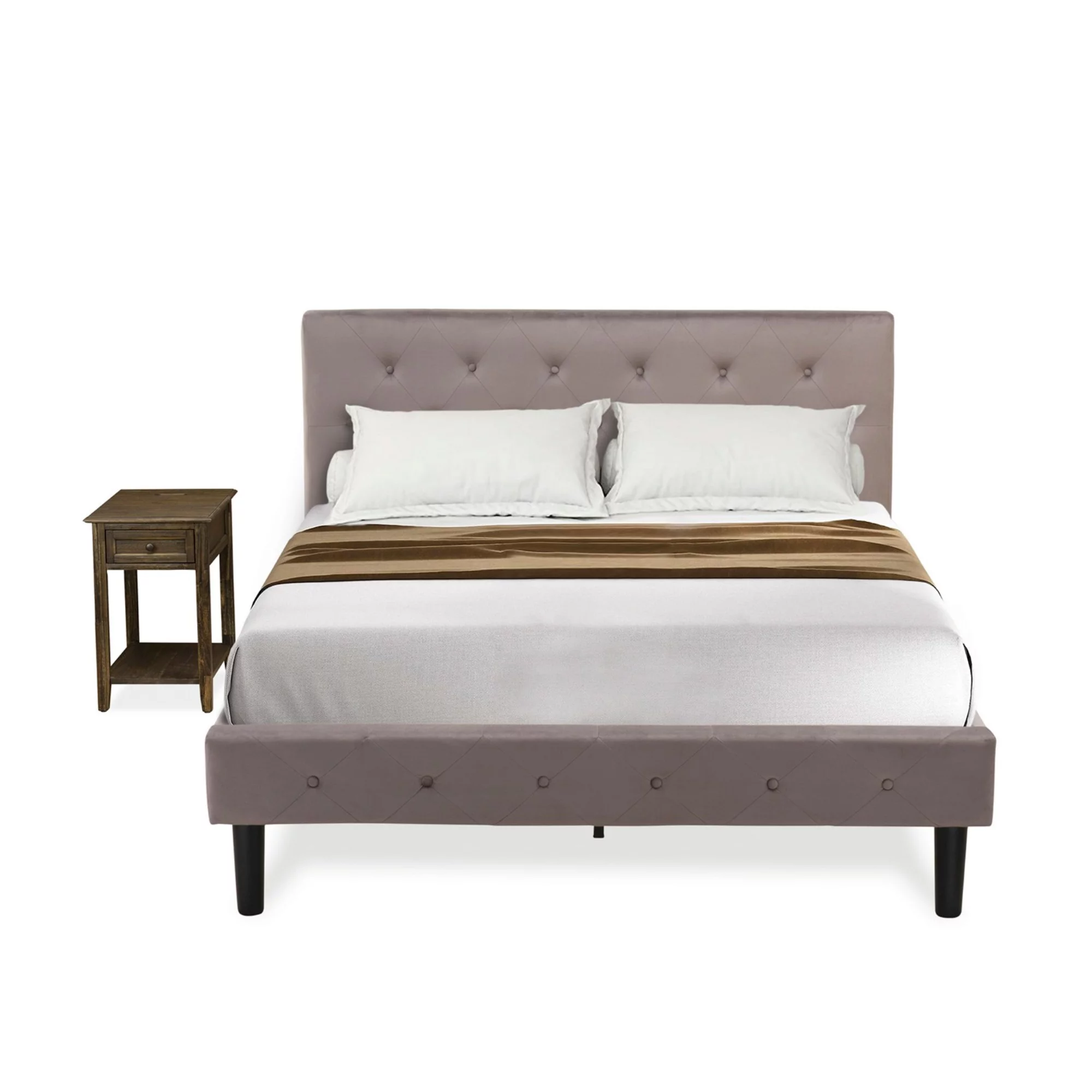 East West Furniture Nolan 2 Pieces Wood Full Bedroom Set in Brown/Jacobean