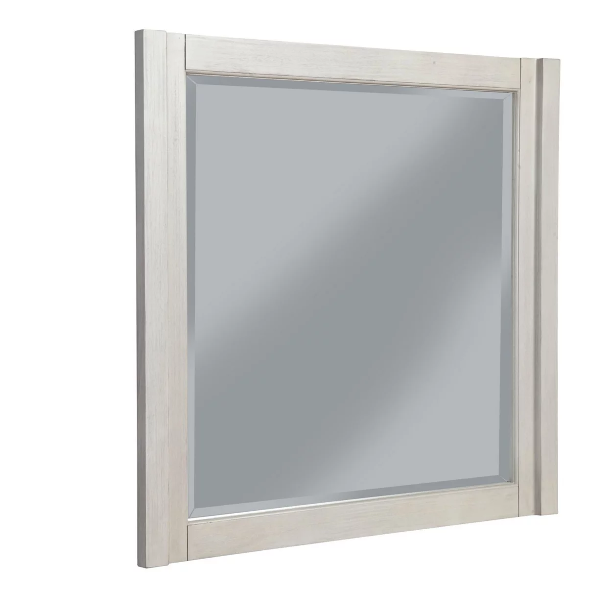 Rue 37 x 40 Rectangular Dresser Mirror, Mahogany Wood Frame, Light Gray- Saltoro Sherpi