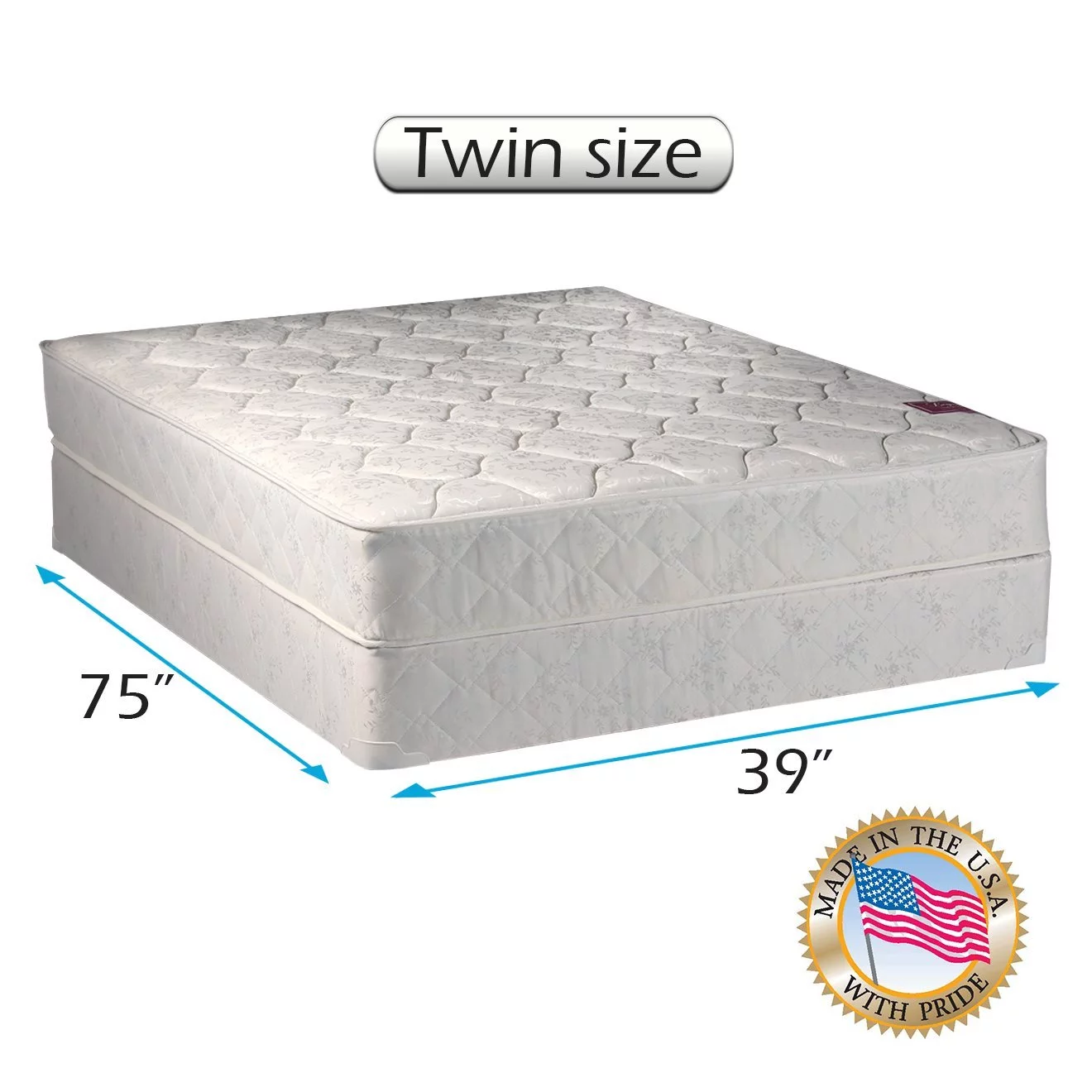 Natures Select Plush Eurotop (Pillow Top) Twin Size Mattress and Box Spring Set