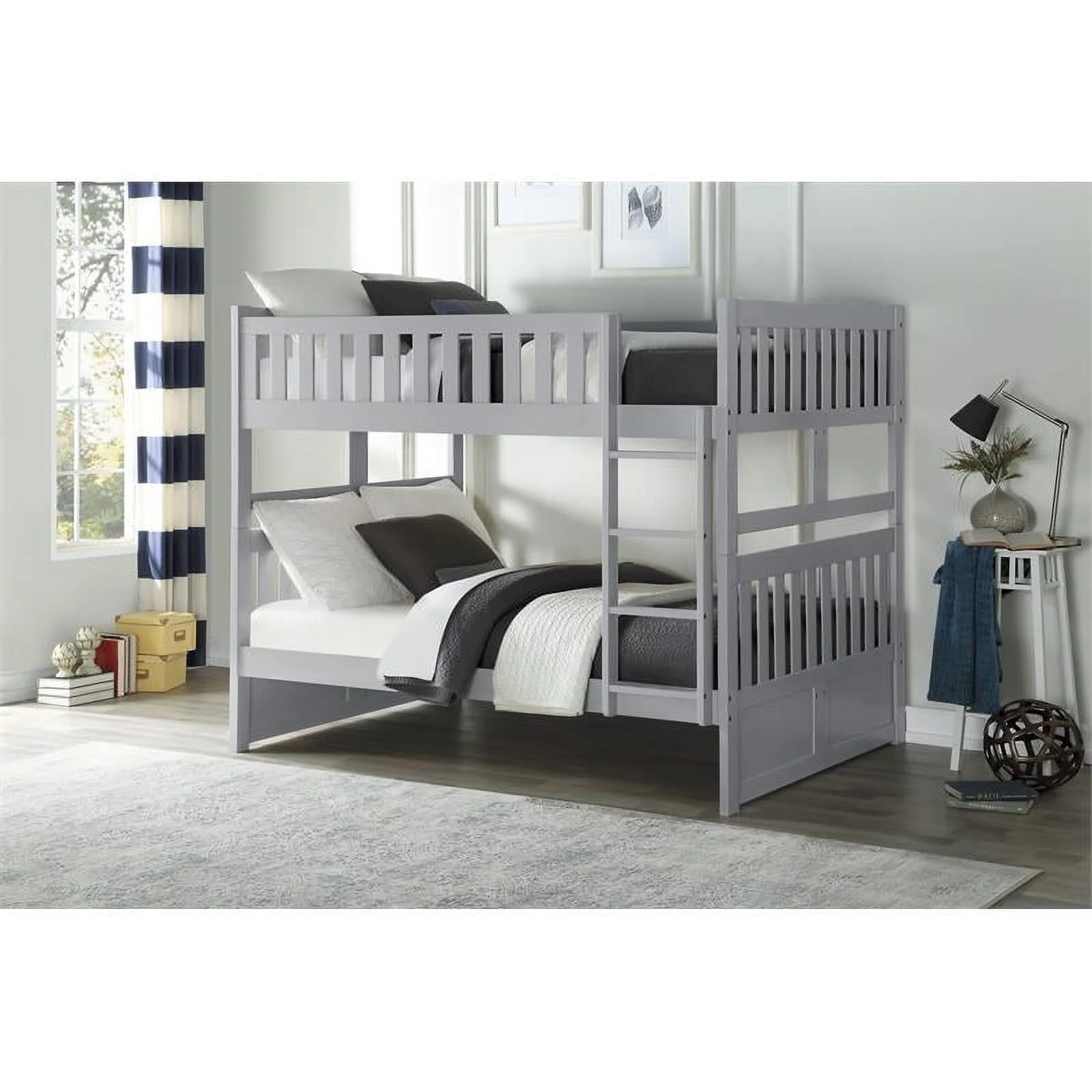 Lexicon Orion Transitional Wood Full over Full Bunk Bed in Gray