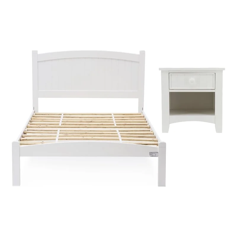 Bowery Hill 2pc White Solid Wood Bedroom Set - Twin + Nightstand