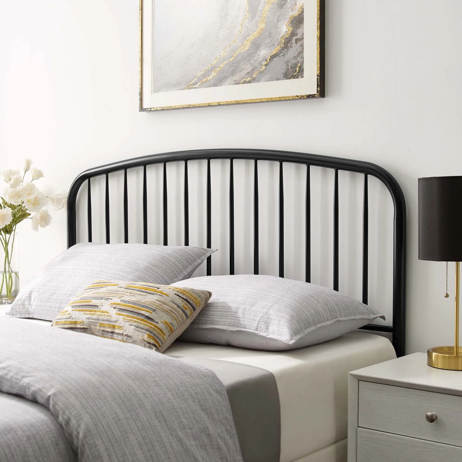 Headboard, Twin Size, Metal, Black, Modern Contemporary Urban Design, Bedroom Master Guest Suite