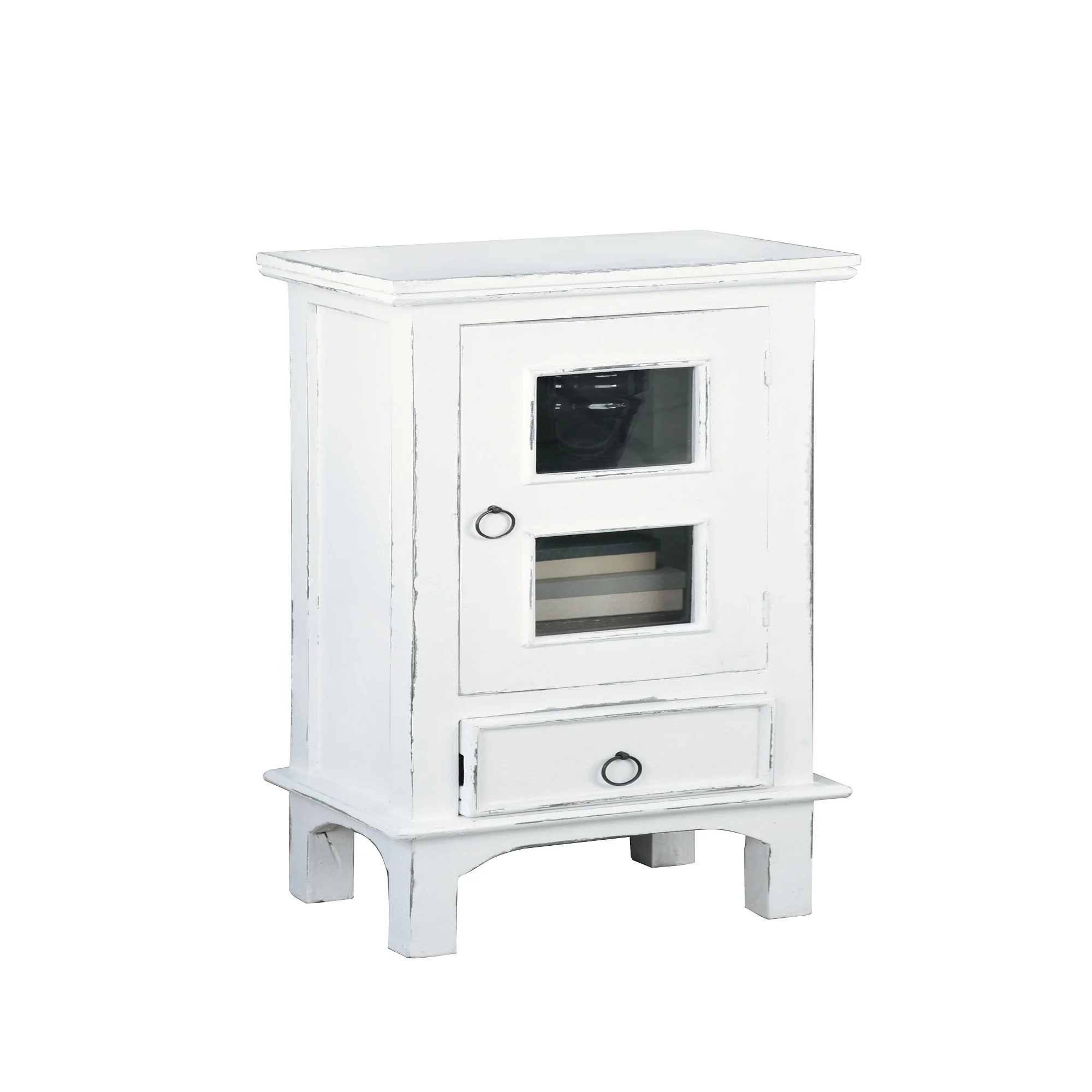 The Hamptons Collection 36” White Distressed Nightstand Drawer Table