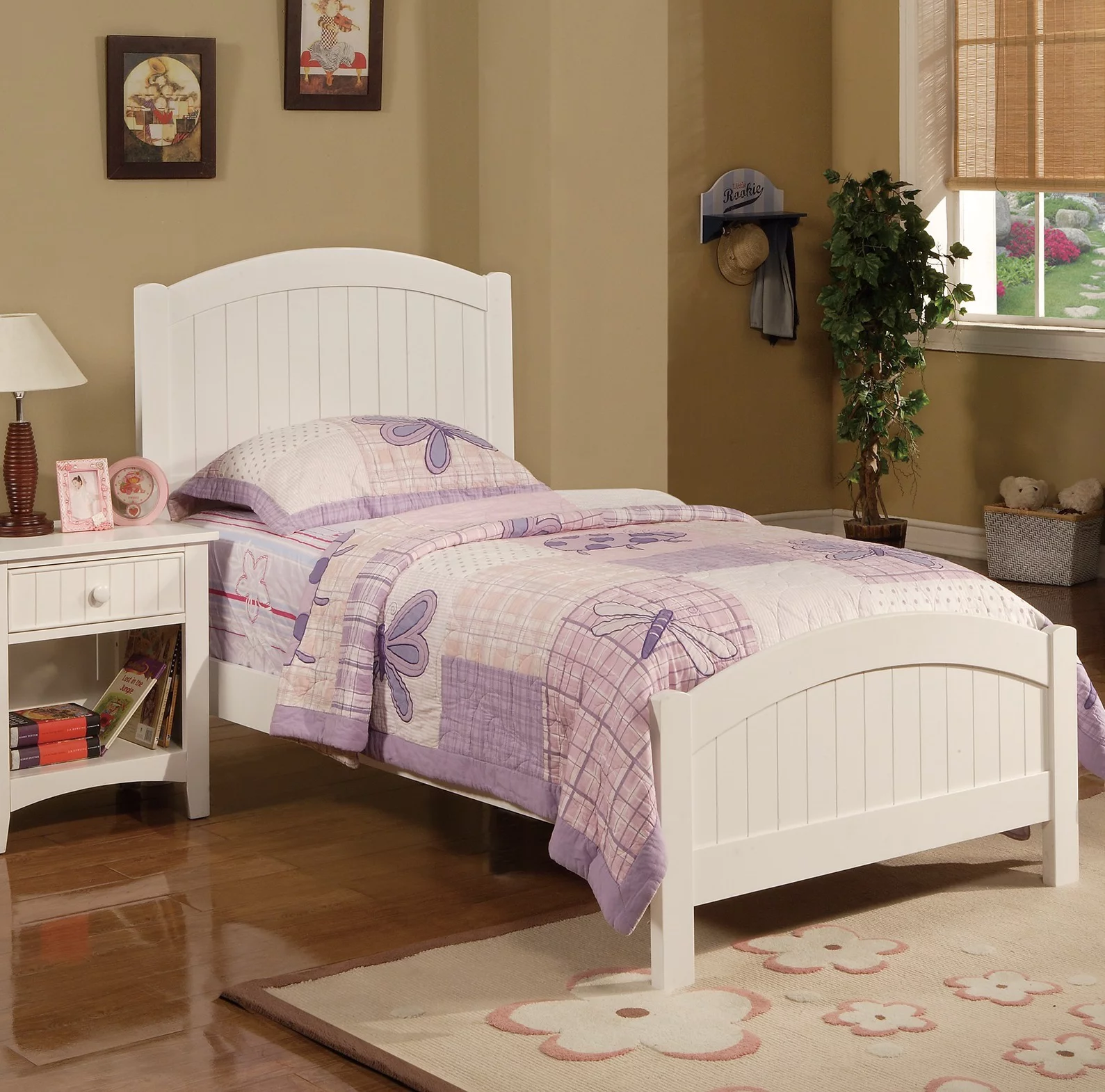 Transitional Style Modern Twin Size Bed 1pc Youth Bedroom Furniture White Color Wooden Plywood MDF