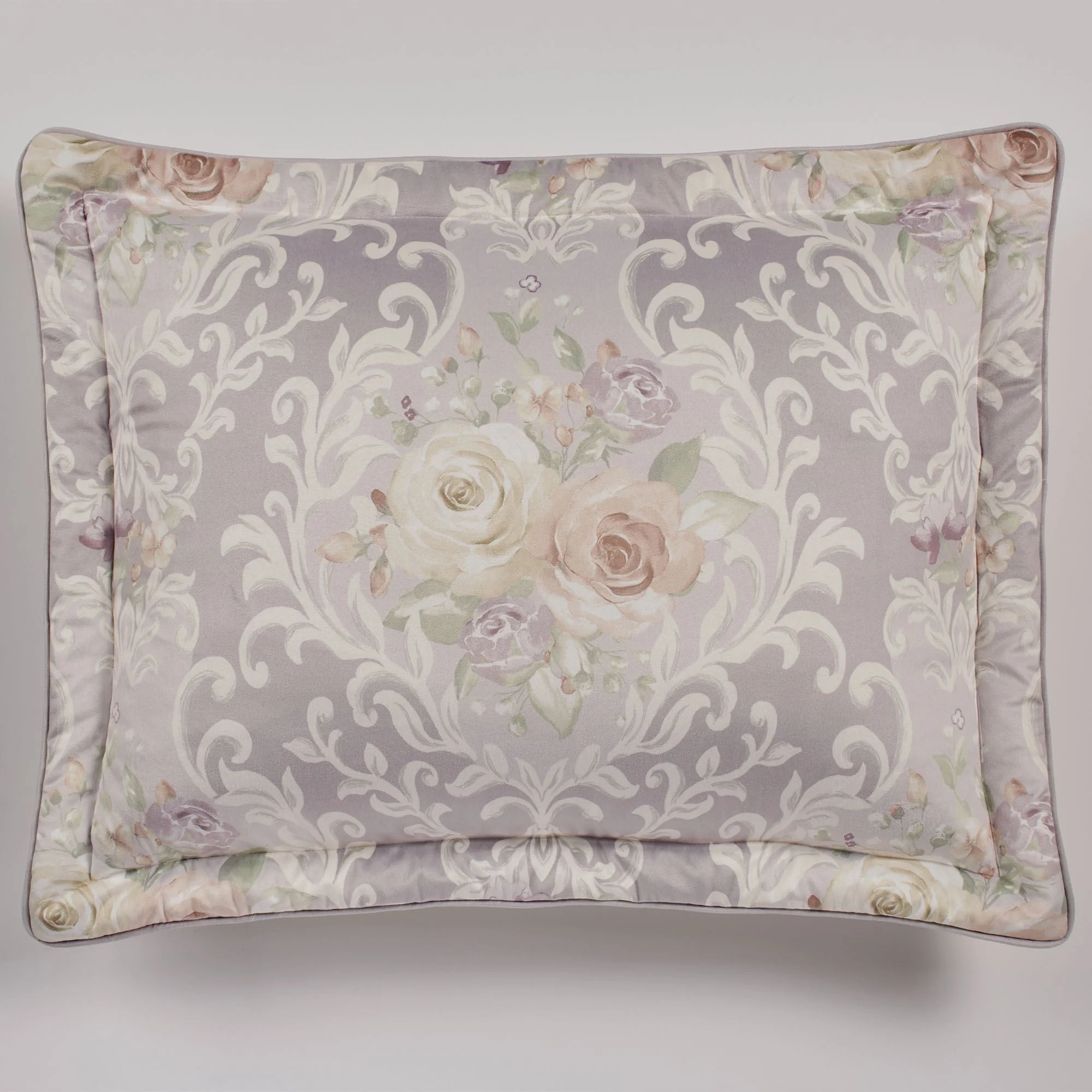 Romantica Collection - Piped Sham - Wisteria - Shabby Chic Style - Matching Decorative Pillows for Bedroom - Romantic Floral Shams Sham Tlrd King