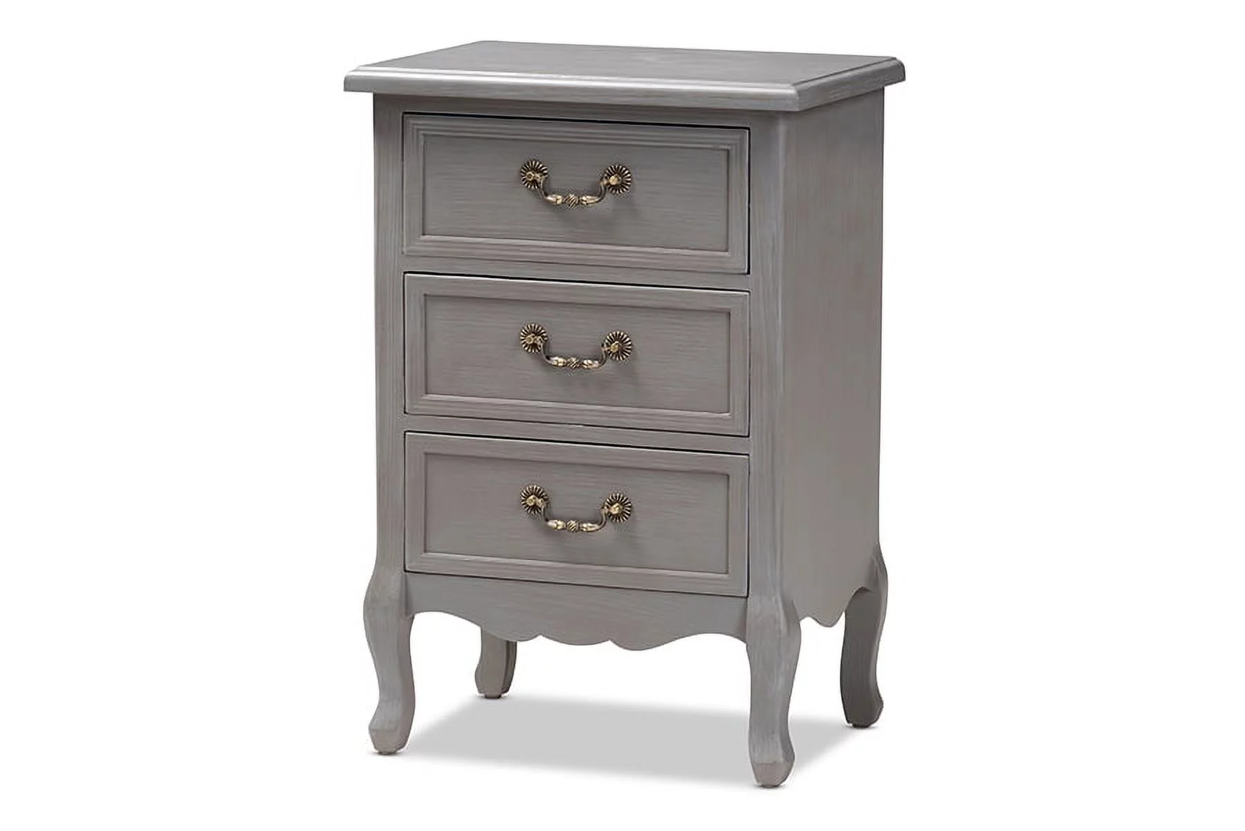 Baxton Studio Capucine Antique French Country Cottage Grey Finished Wood 3-Drawer End Table