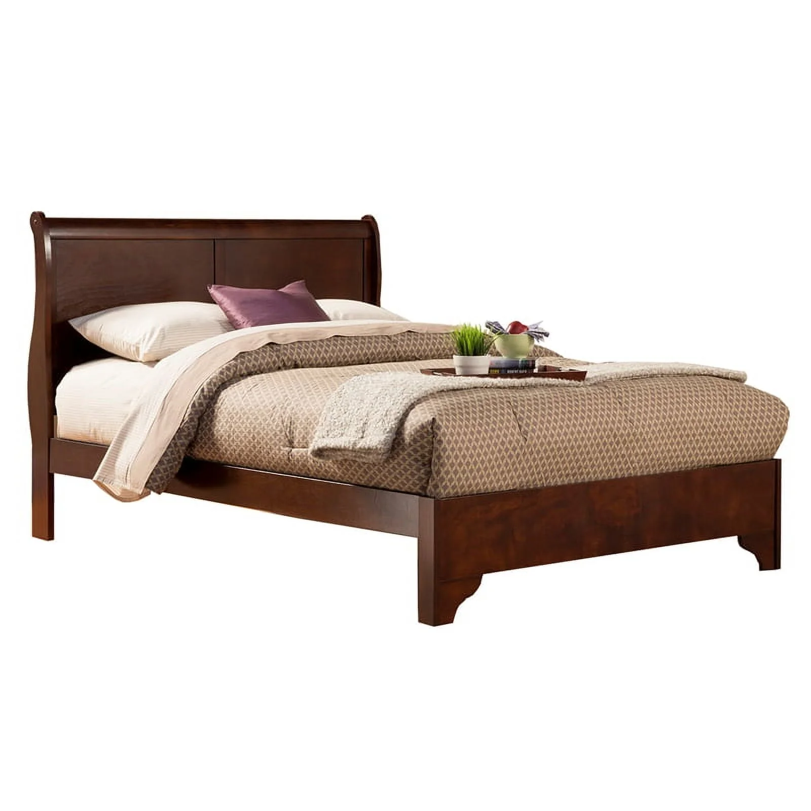 Home Square 4 Piece Set with Nightstand Eastern King Wood Sleigh Bed & Dresser