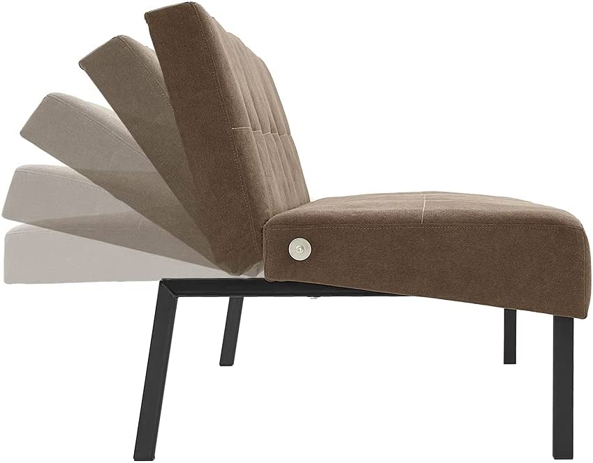 Futon Sofa Bed, Convertible Sofa Small Couch Sleeper Linen Upholstered Home Recliner Reversible Loveseat Folding Daybed Guest Bed for Living Room Apartment Dorm Bonus Room, Brown