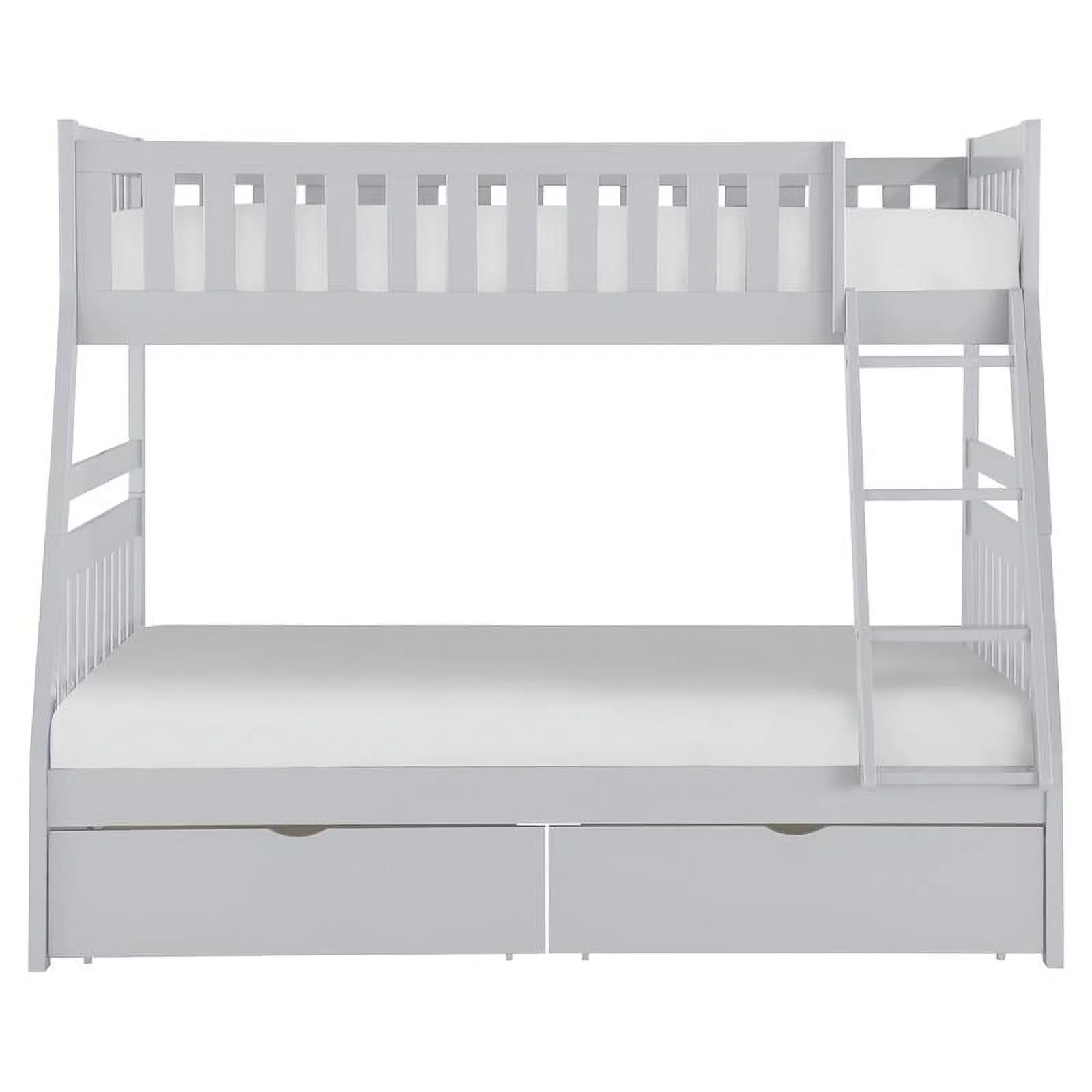 Lexicon Orion Transitional Wood Twin over Full Bunk Bed with Storage Box in Gray