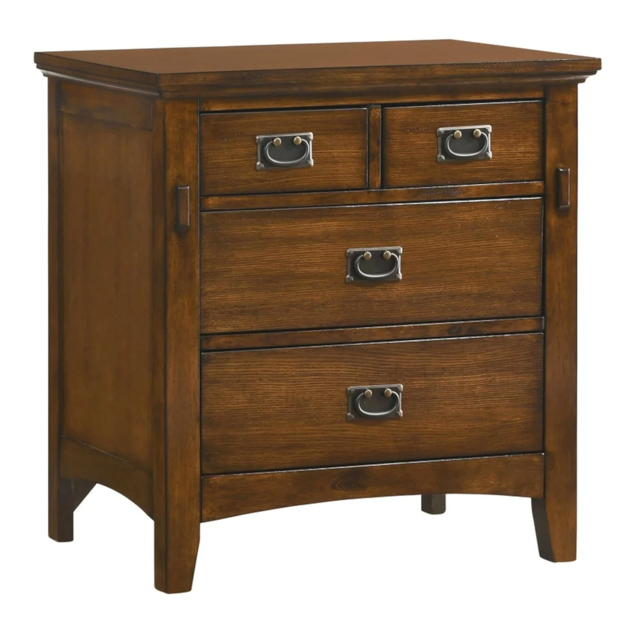 Tremont 4-Drawer Distressed Warm Chestnut With Satin Gloss Nightstand 30 In. H X 30 In. W X 17 In. D