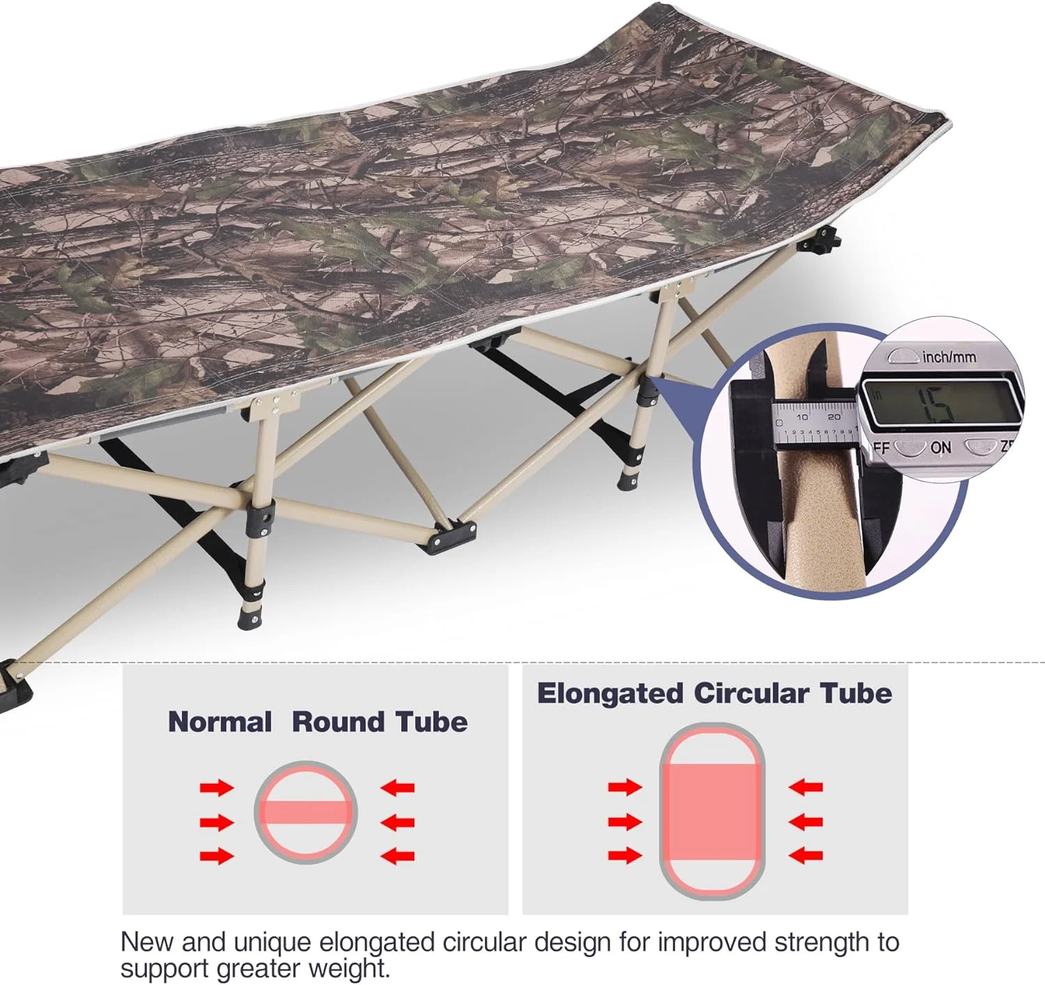 Lineslife Folding Hunting Cots for Adults 500lbs, XL Sleeping Cots for Hunting, Extra Wide Portable for Camping Outdoor Travel Indoor Home, Camo