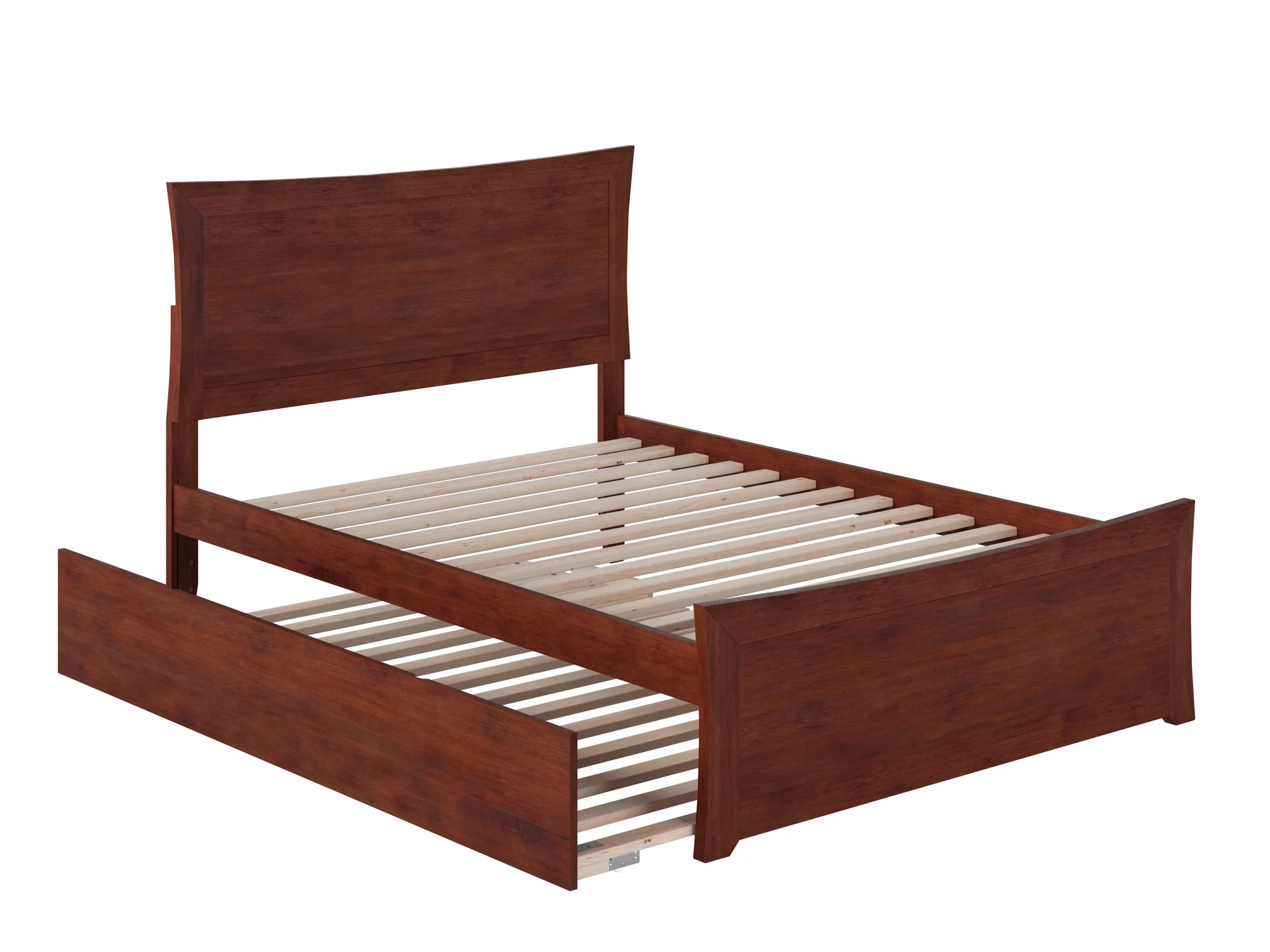 Metro Full Platform Bed with Matching Foot Board with Full Size Urban Trundle Bed in Walnut