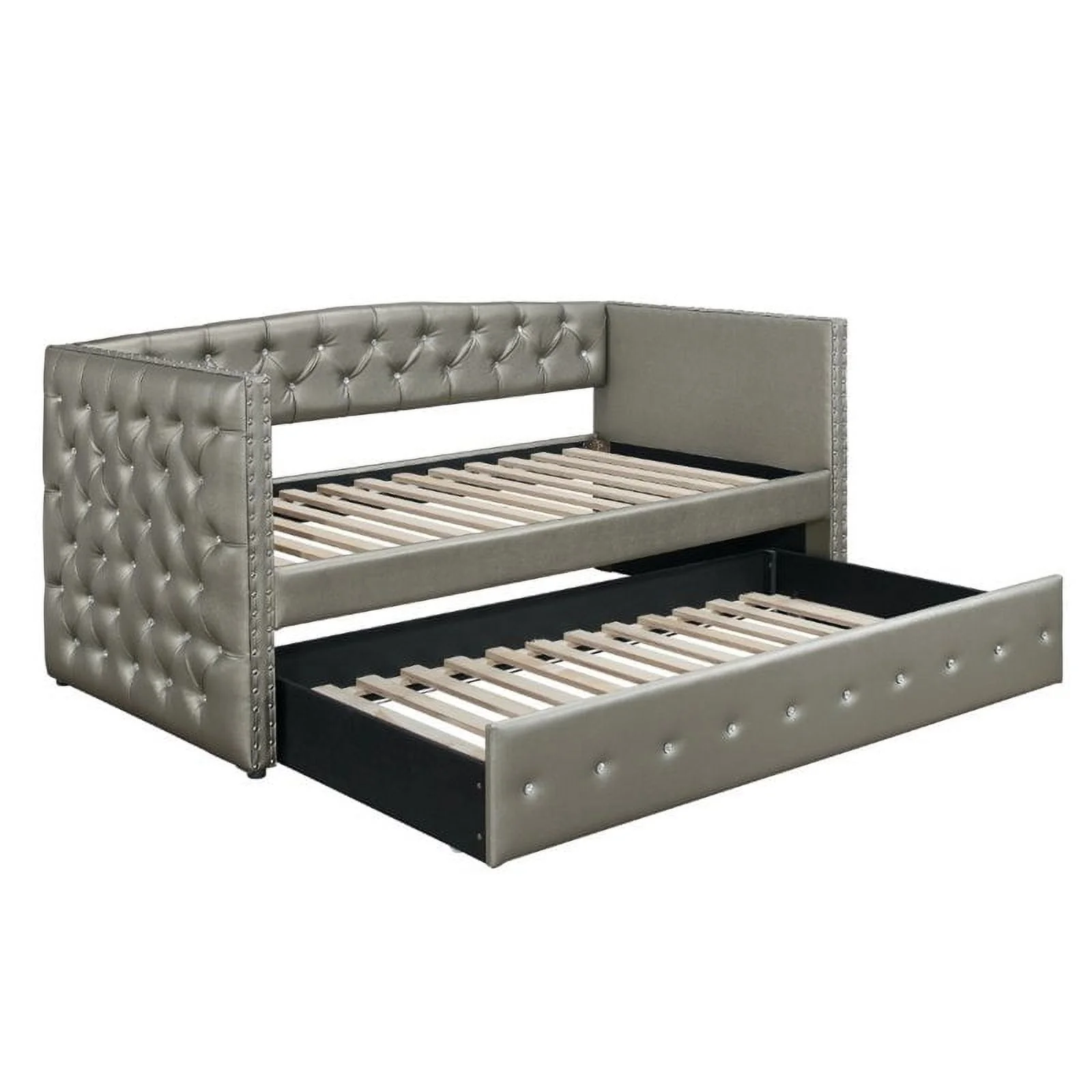 Lexicon Trill Faux Leather Daybed with Trundle in Gray