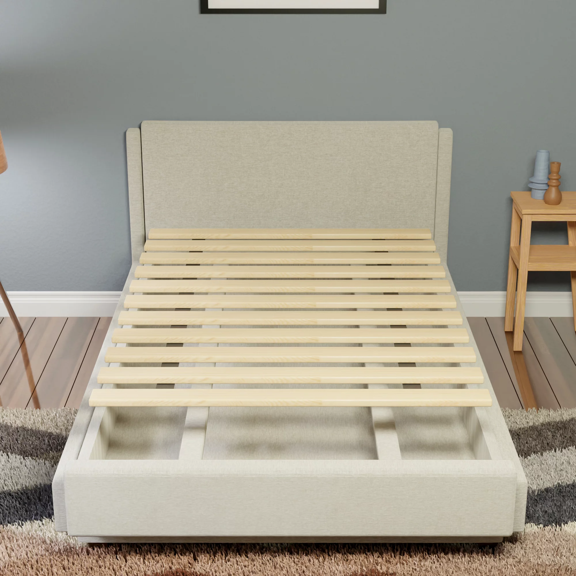 Continental Sleep, 1-Inch Extra Heavy Duty Horizontal Wooden Bunkie Board/ Bed Slats, Enhance Mattress Support, Queen, Beige