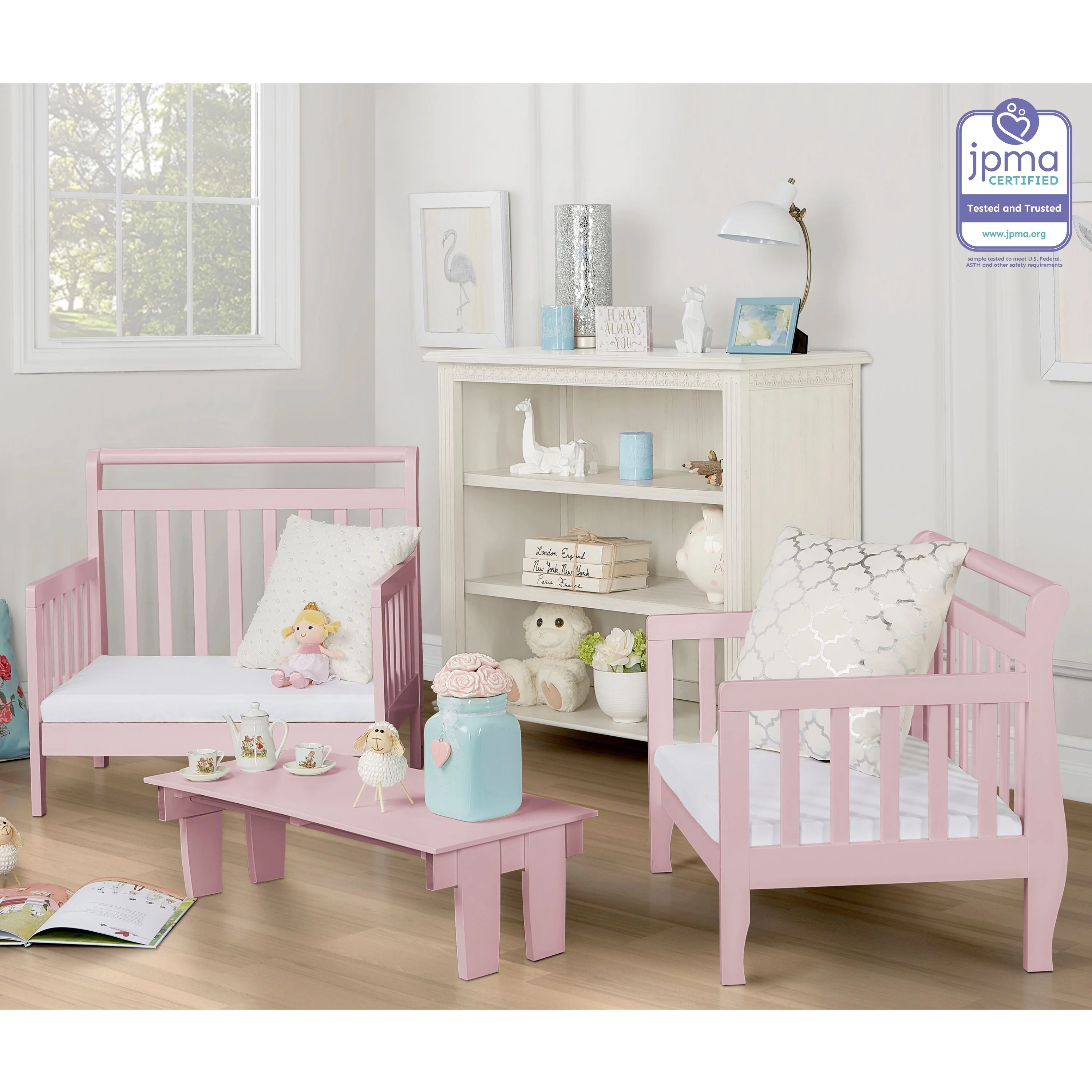 Dream On Me Emma 3-in-1 Convertible Toddler Bed, Blush Pink, Model #649-BP