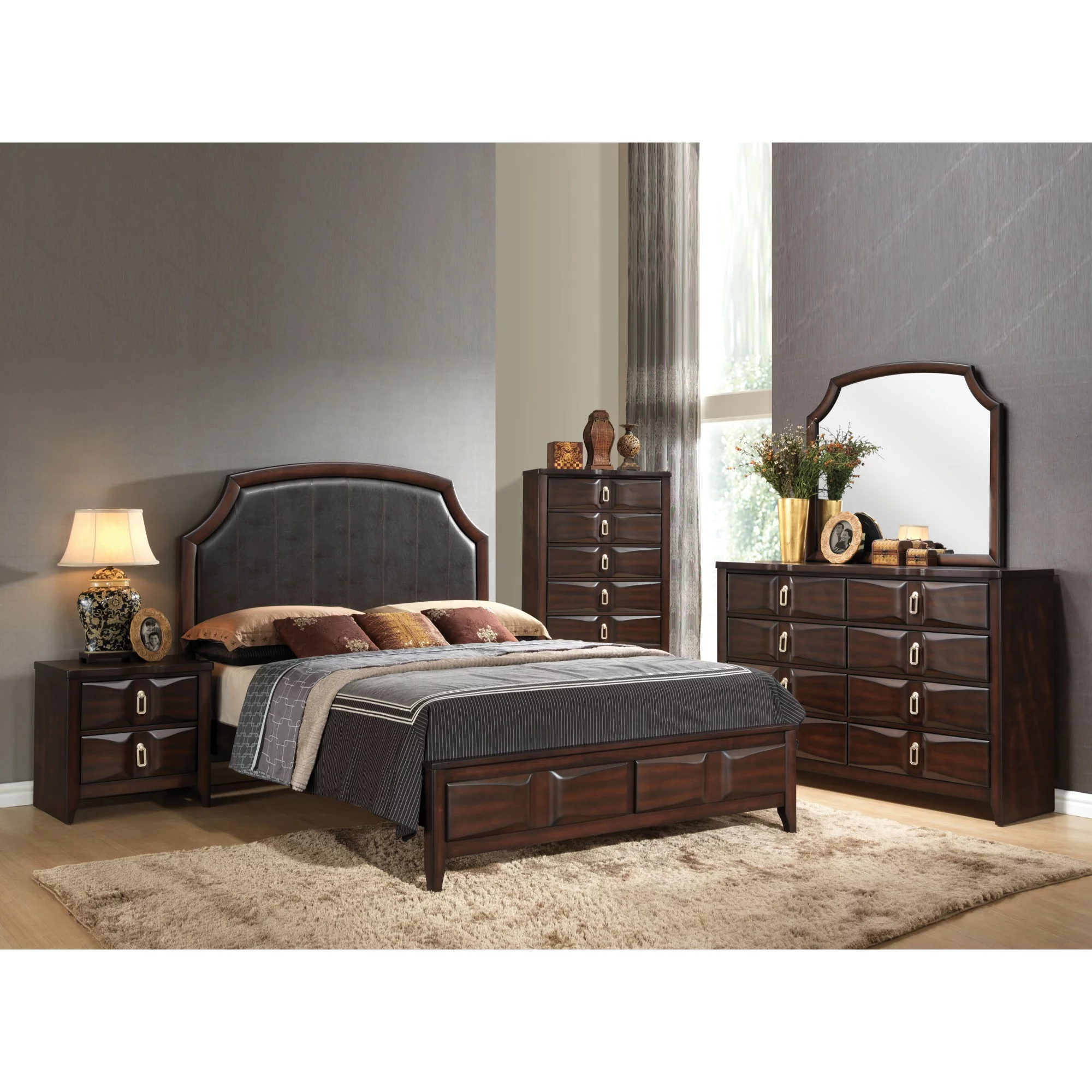 Transitional Style Wood Dresser with 8 Drawers, Brown