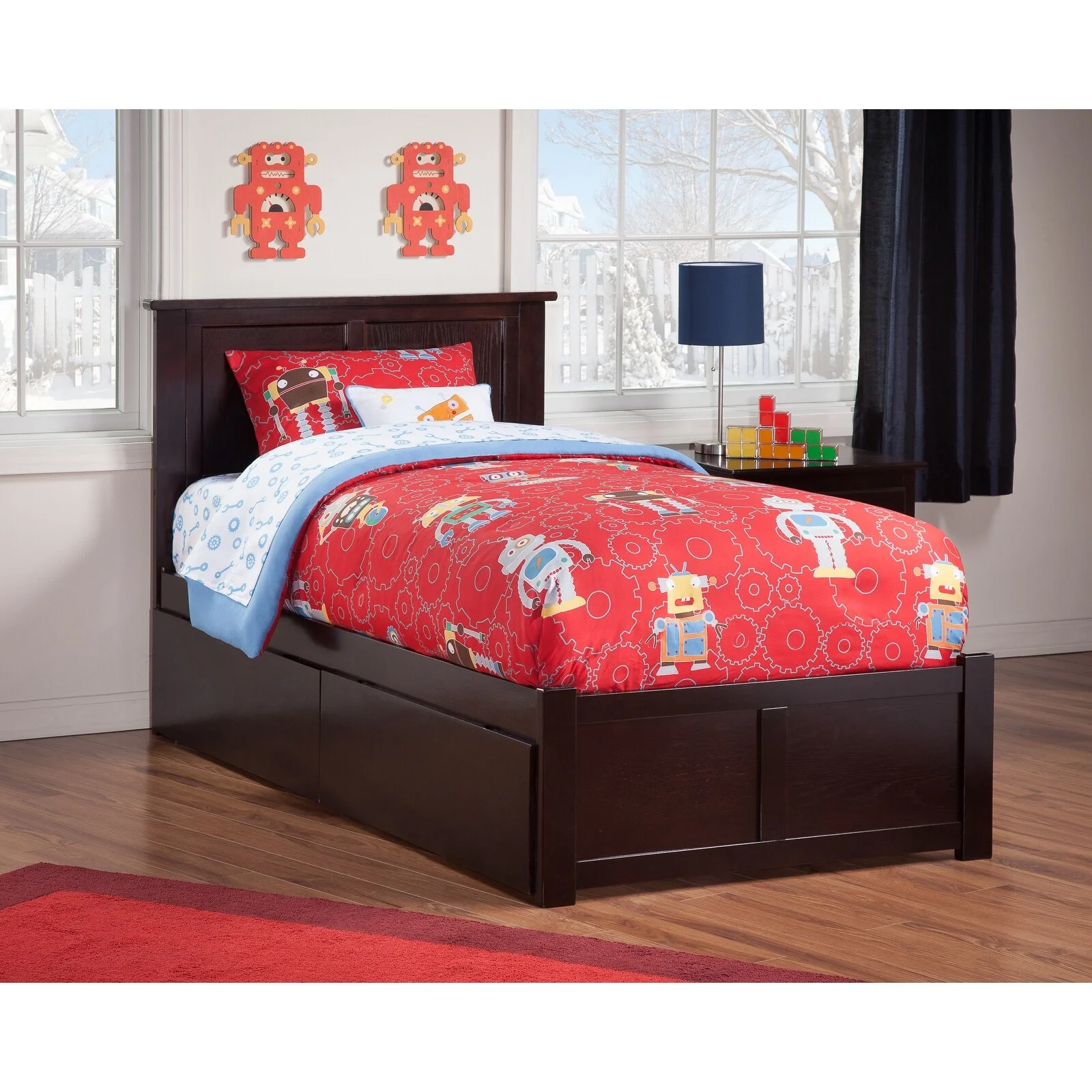 AFI Madison Twin Platform Bed with Footboard and 2 Drawers in Espresso