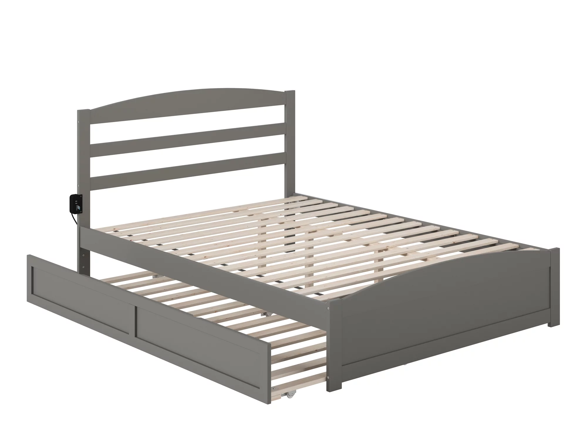 AFI Warren Queen Wood Platform Bed with Headboard Footboard & Twin XL Trundle, Grey