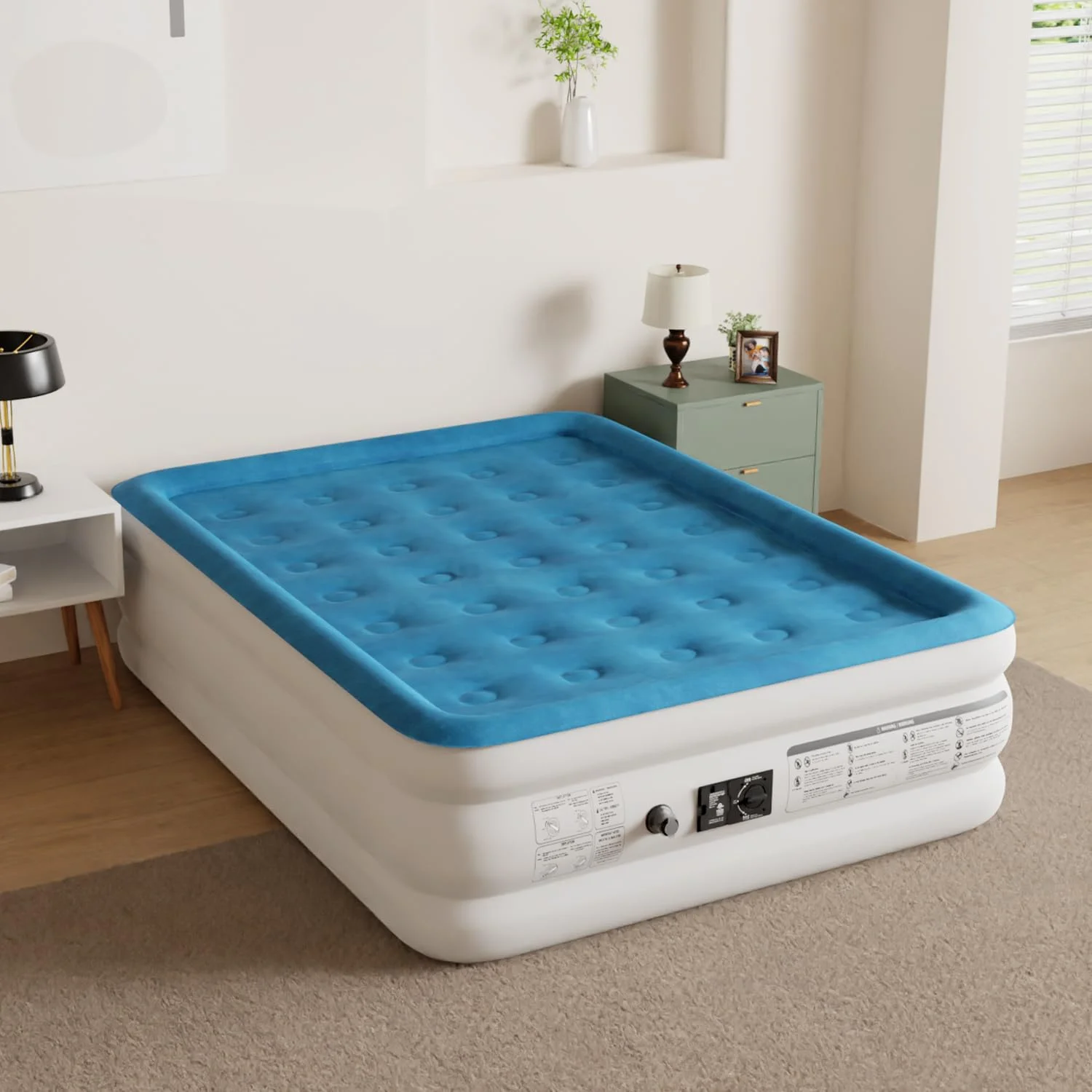 Premium Air Mattress with Built-in Pump 18 in Bed Height Mattress for Camping, Home & Portable Travel Comfortable Inflatable Air Mattress (Queen)