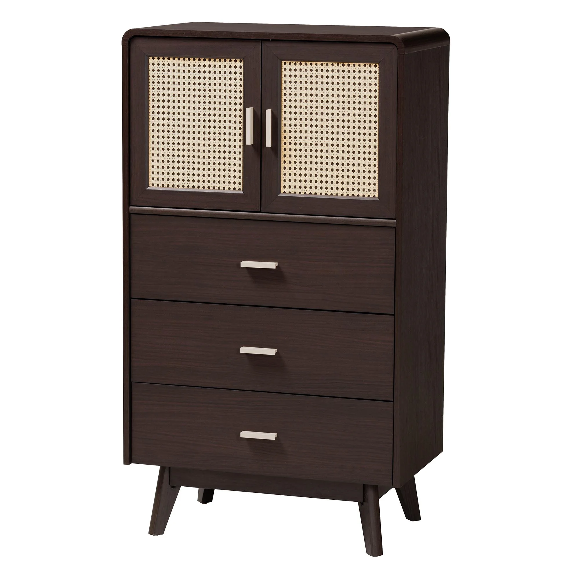 Baxton Studio Giancarlo Mid-Century Chest, 3-Drawer, Espresso Brown