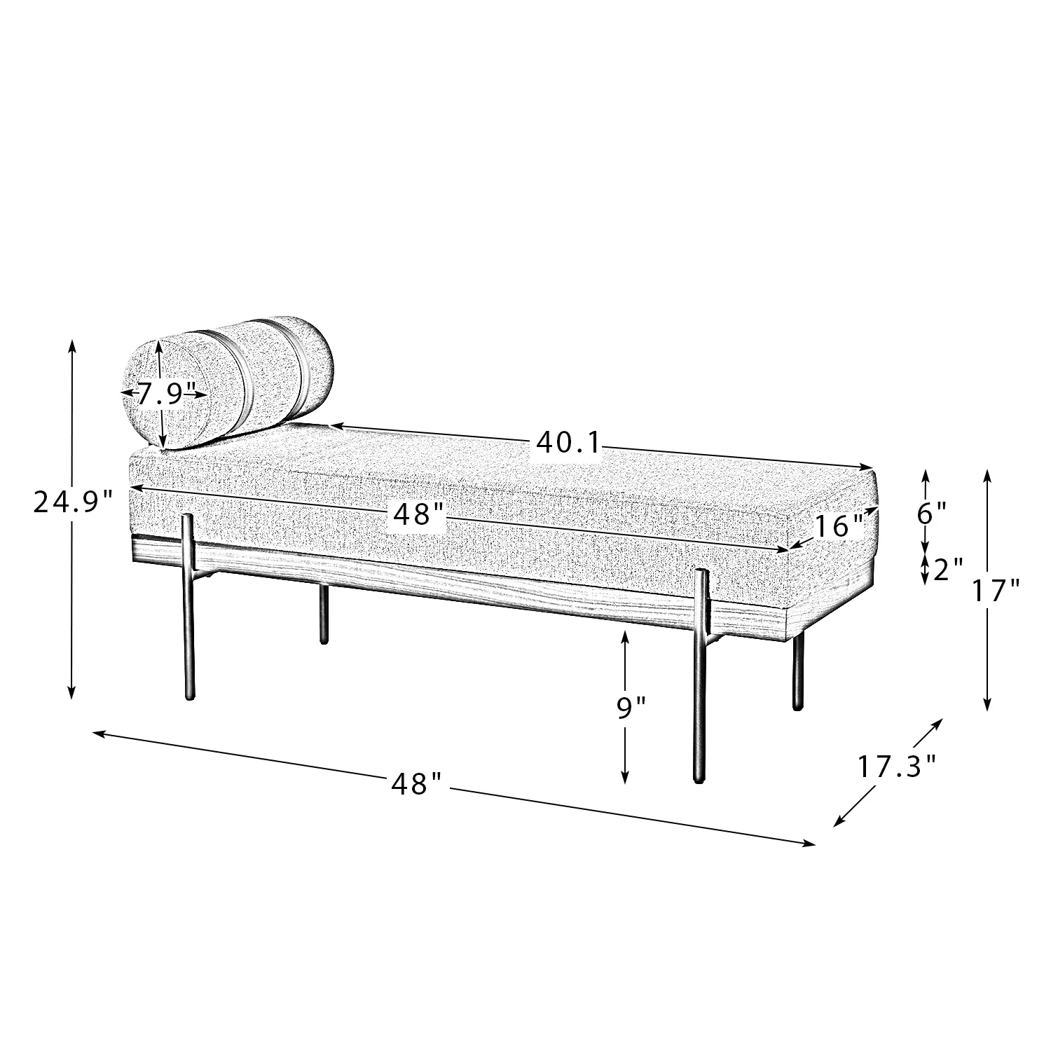 Upholstered Bench Entryway Grey Bench with One Pillow for Living Room Bedroom