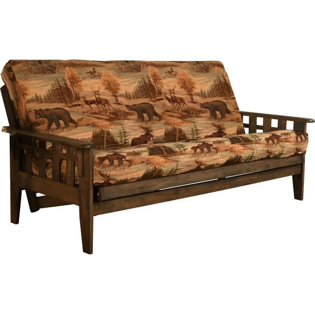 Kodiak Furniture Tucson Rustic Walnut Futon with Canadian Fabric Mattress