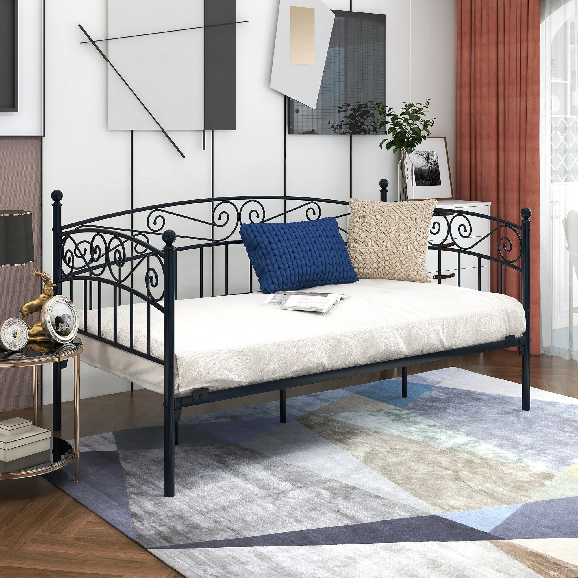 Berk Twin Size Metal Daybed Frame - Black