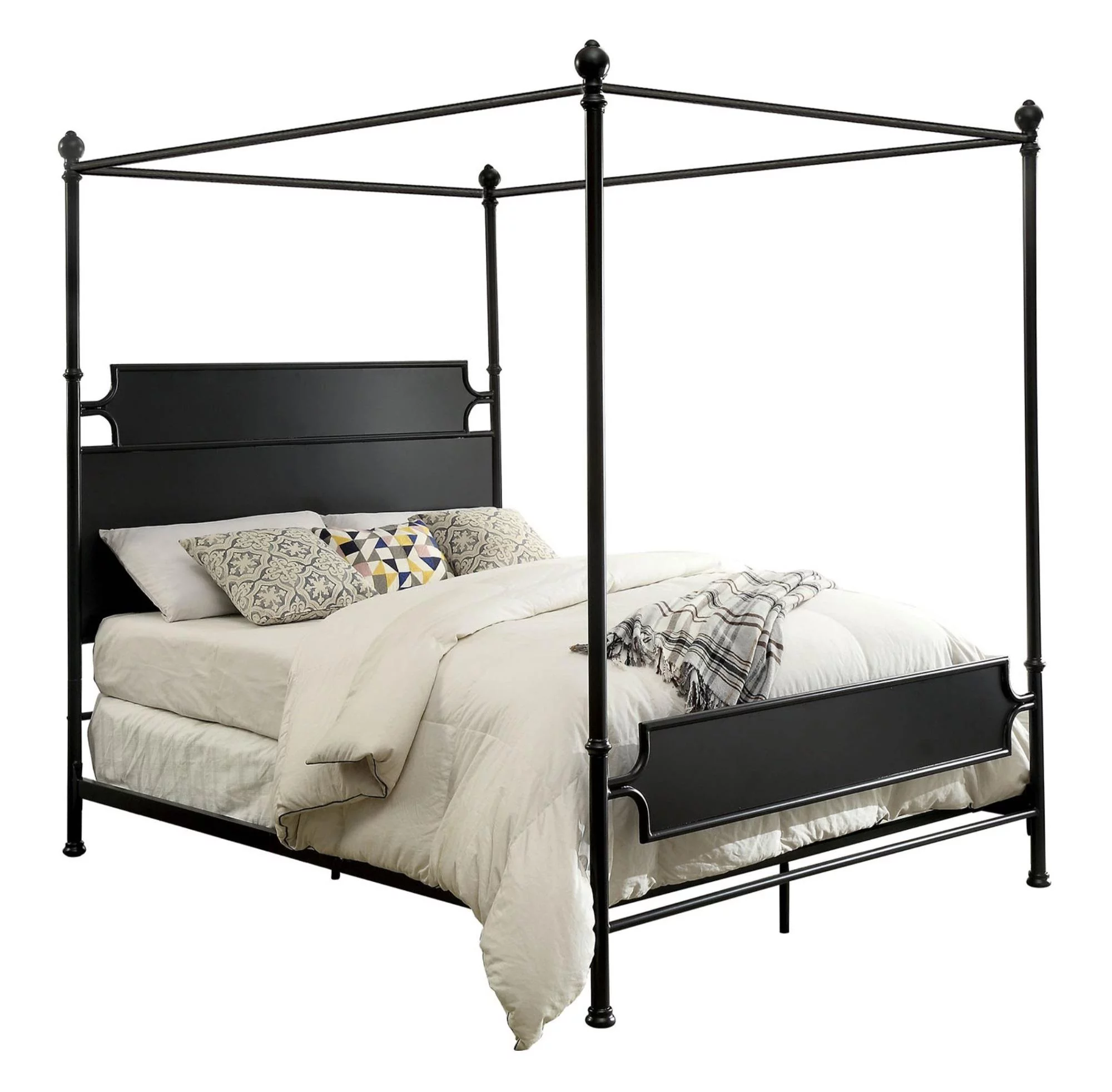 Transitional Black Metal King Bedroom Set 3pcs FOA CM7424BR Beatrix