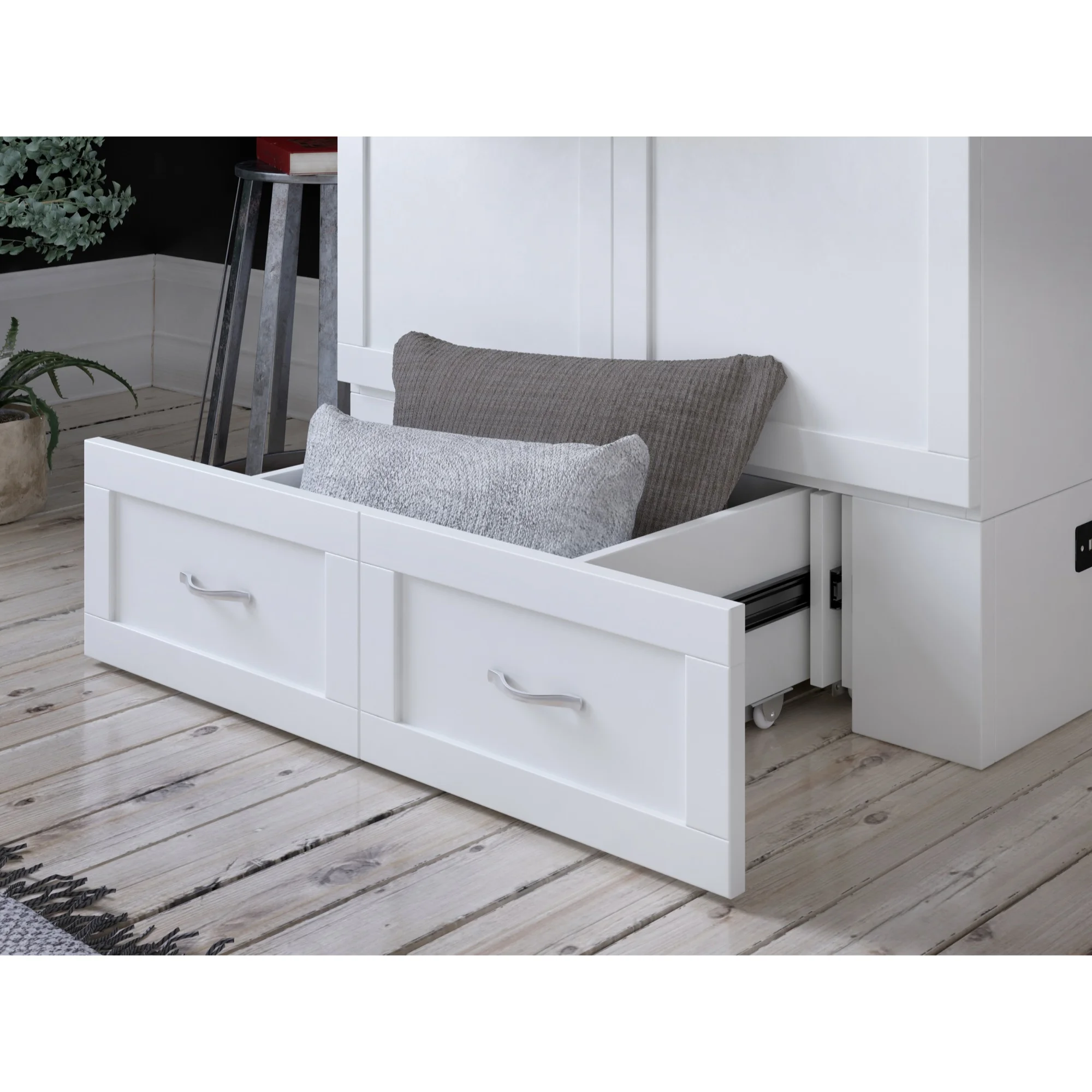 AFI Hamilton Wood Twin Extra Long Murphy Bed Chest in White
