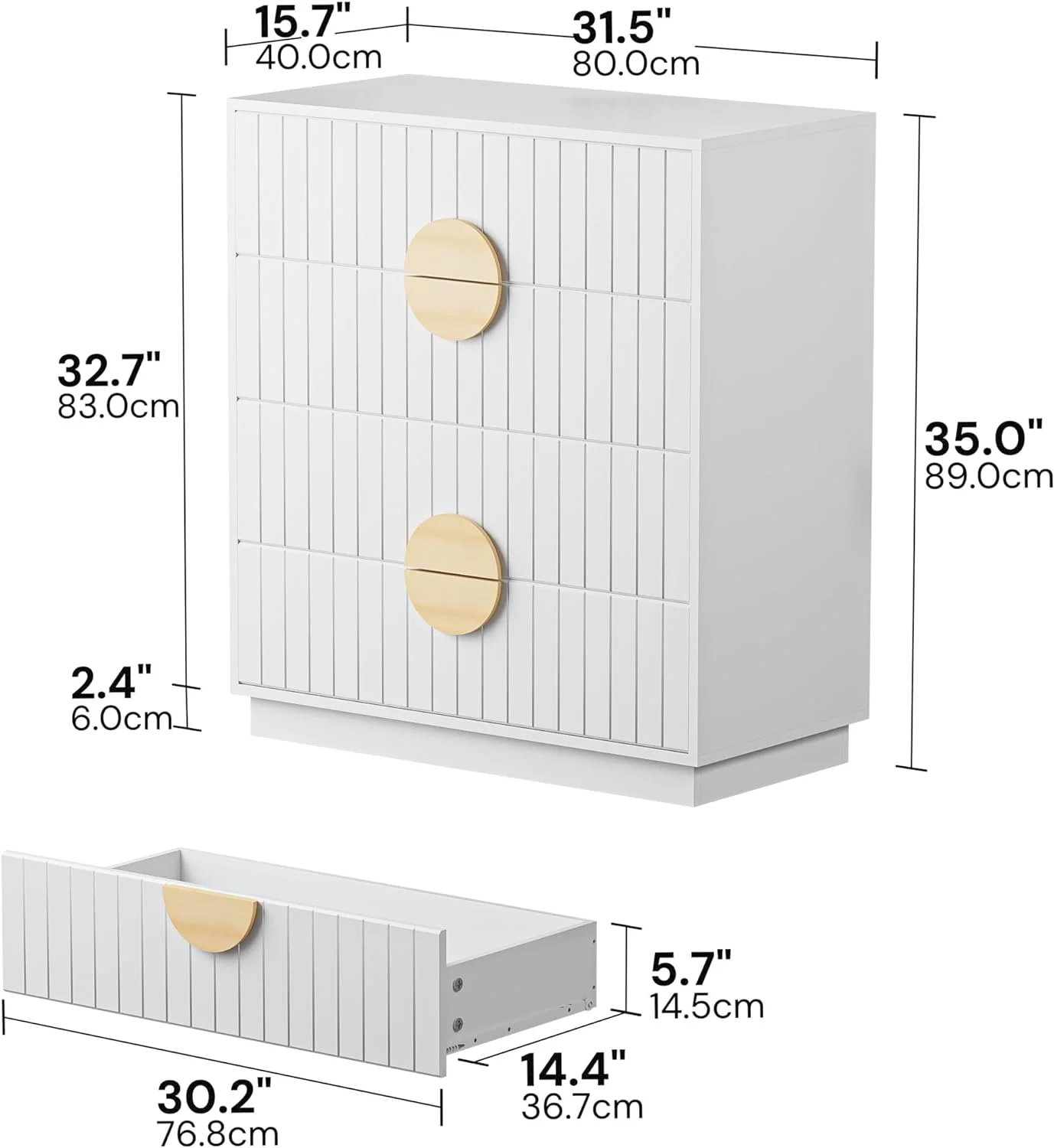 White 4 Drawers Dresser, 32