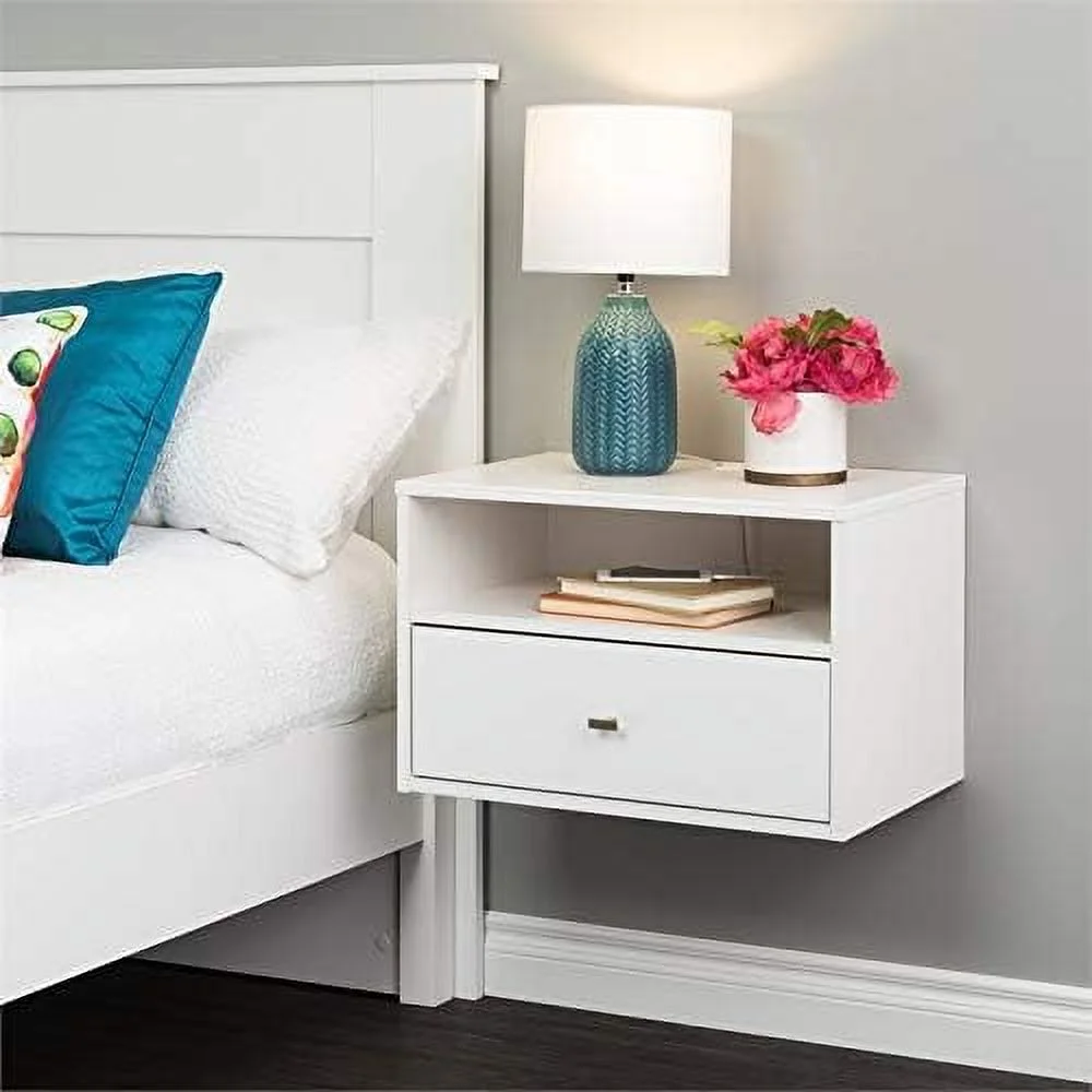 Modern 1 Drawer Floating Wooden Bedside Nightstand