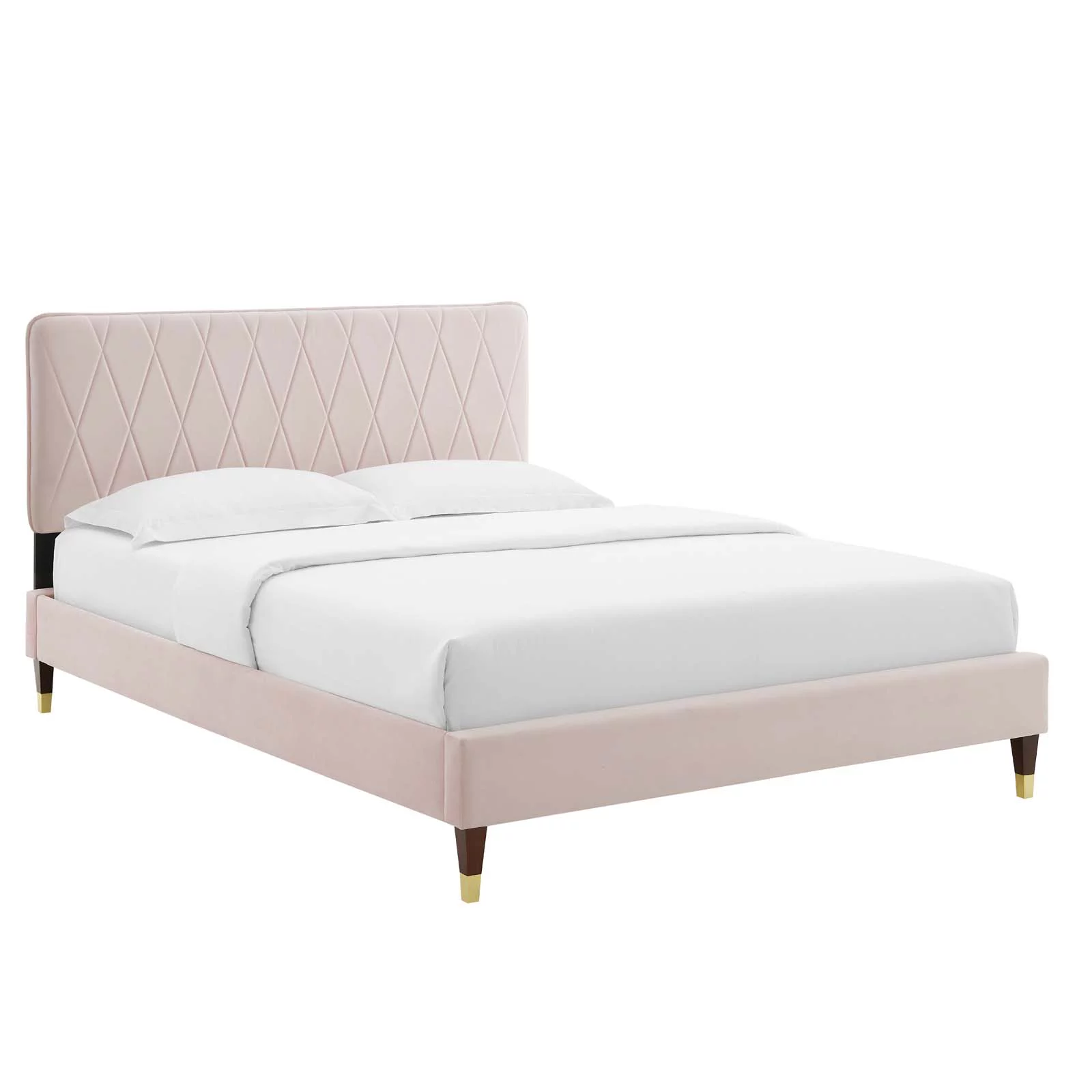Modway Phillipa Performance Velvet King Platform Bed in Pink