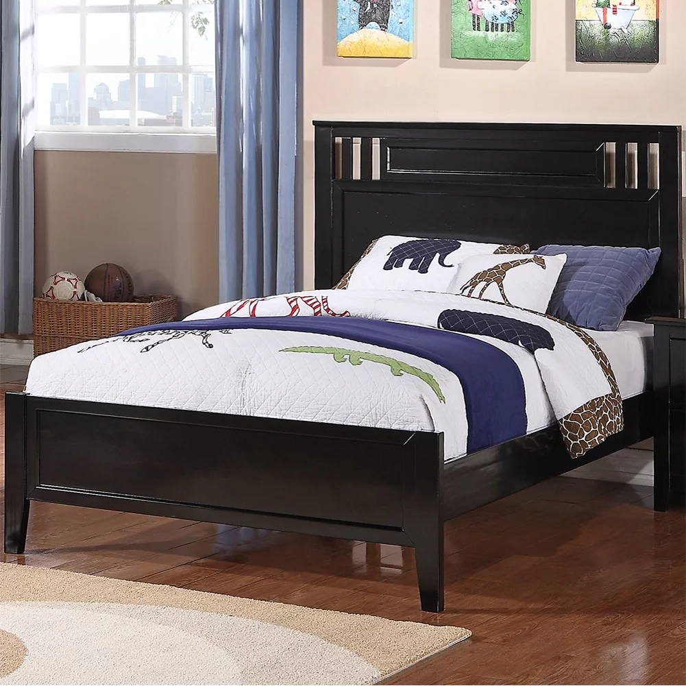 Appealing Full Bed Wooden Finish Black- Saltoro Sherpi