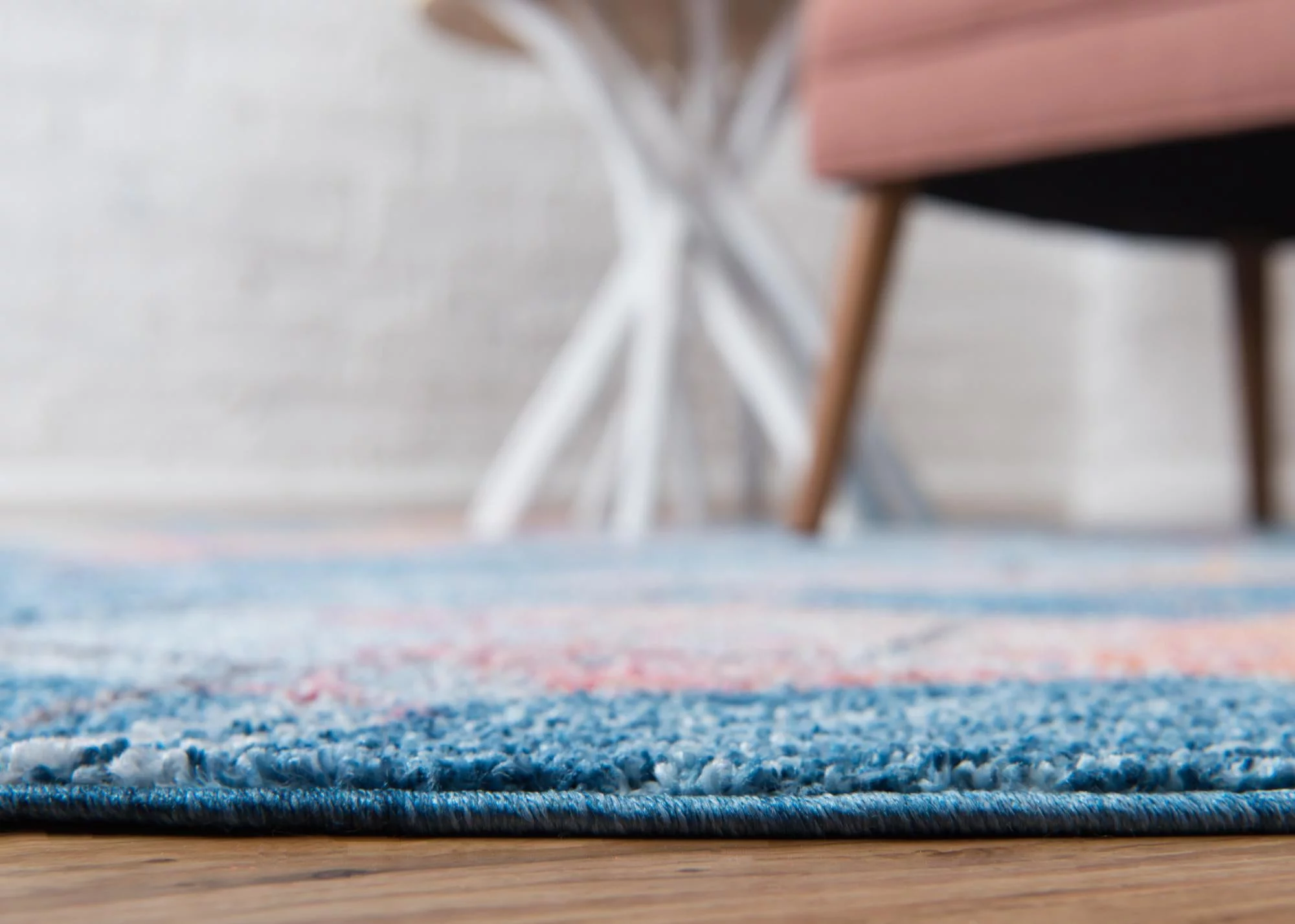 Unique Loom Honeycomb Rainbow Rug Blue/Beige 3' 3