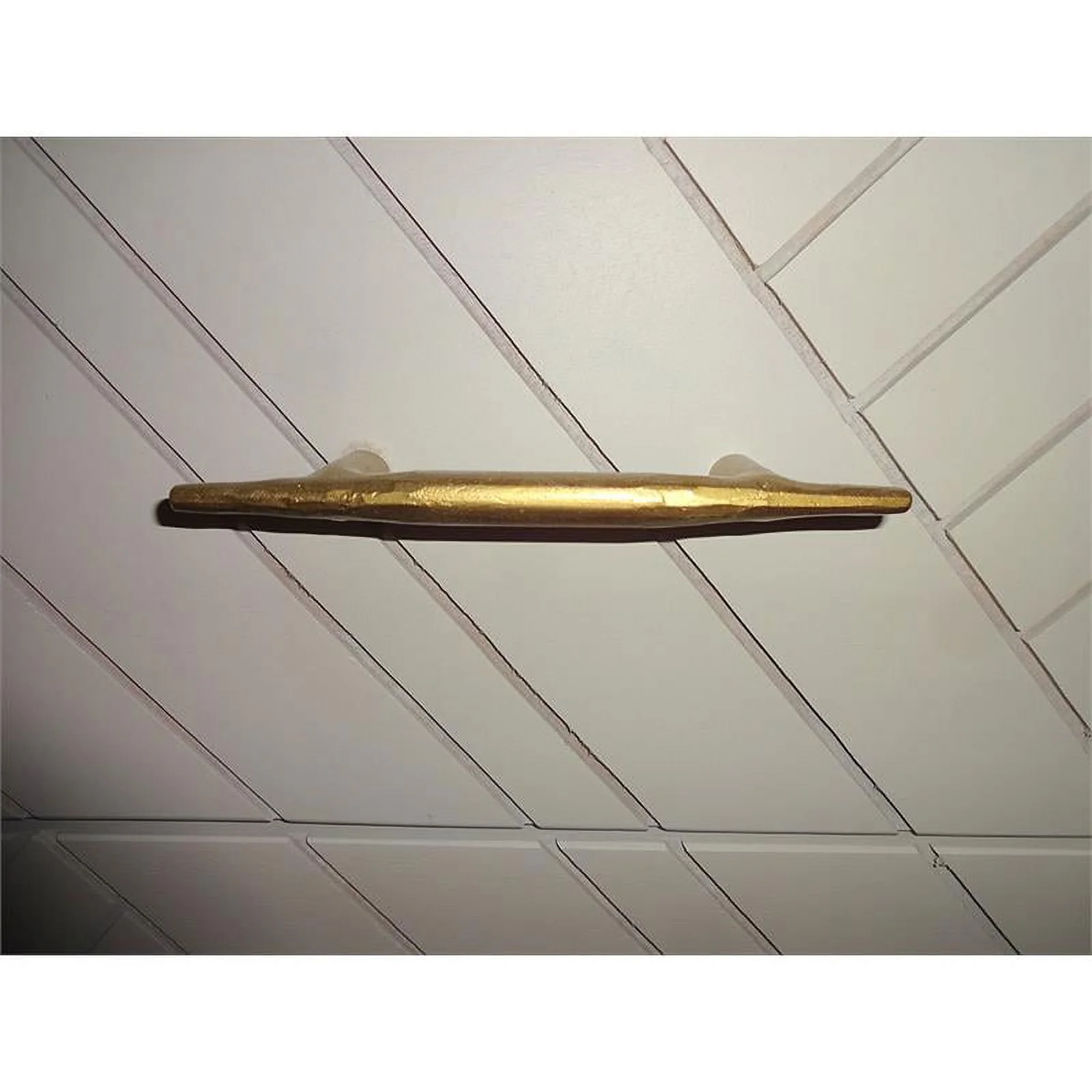 Perez 3-Drawer Solid Wood Chest in Ivory Finish on Brass-Finished Iron Base