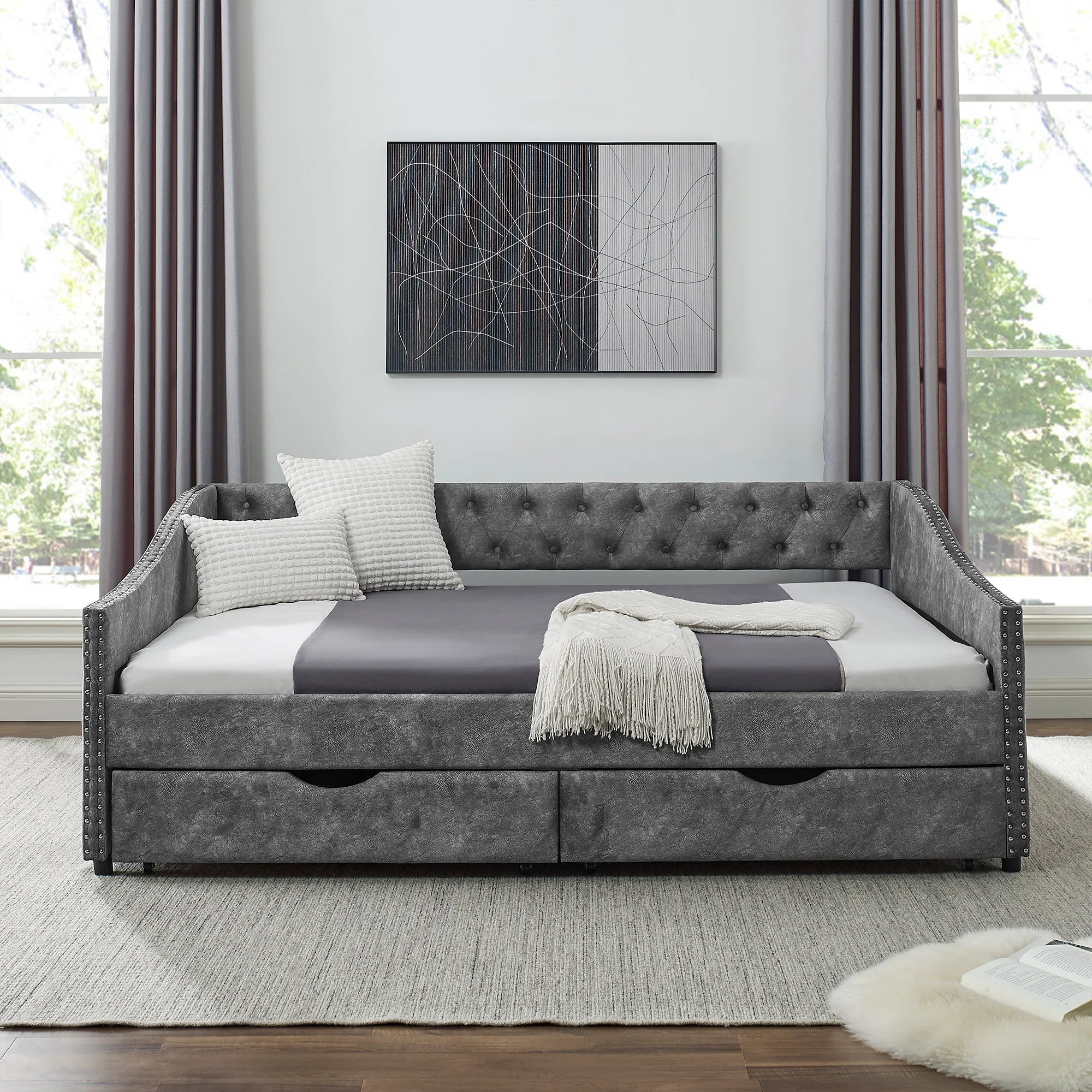 Scout Full Size Daybed with Trundle - Gray
