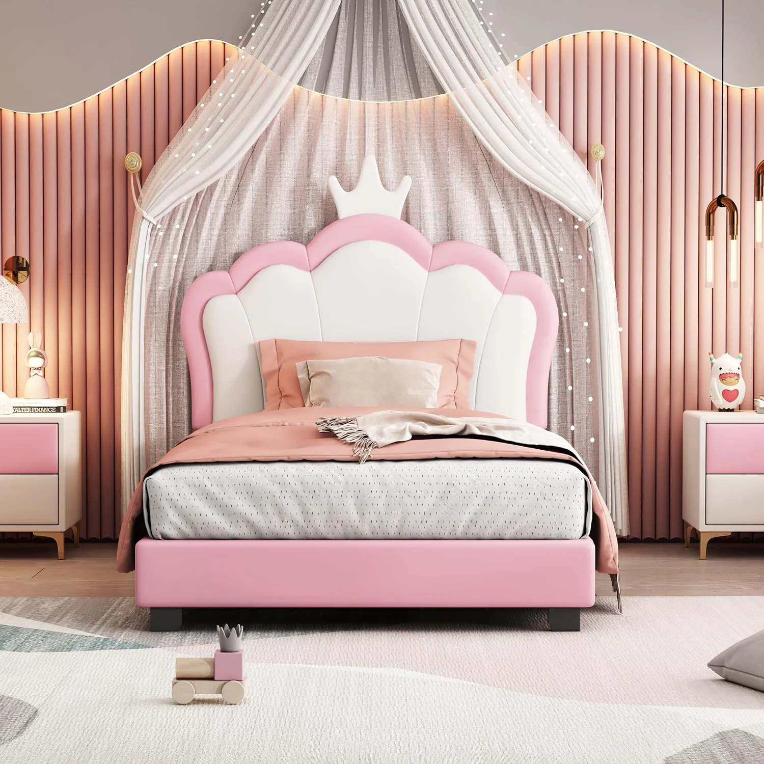 Size Upholstered Bed For Girls With Crow Headboard, Size Platform Bed With Headboard Ad Footboard,Cute Platform Bed Frame For Kids()