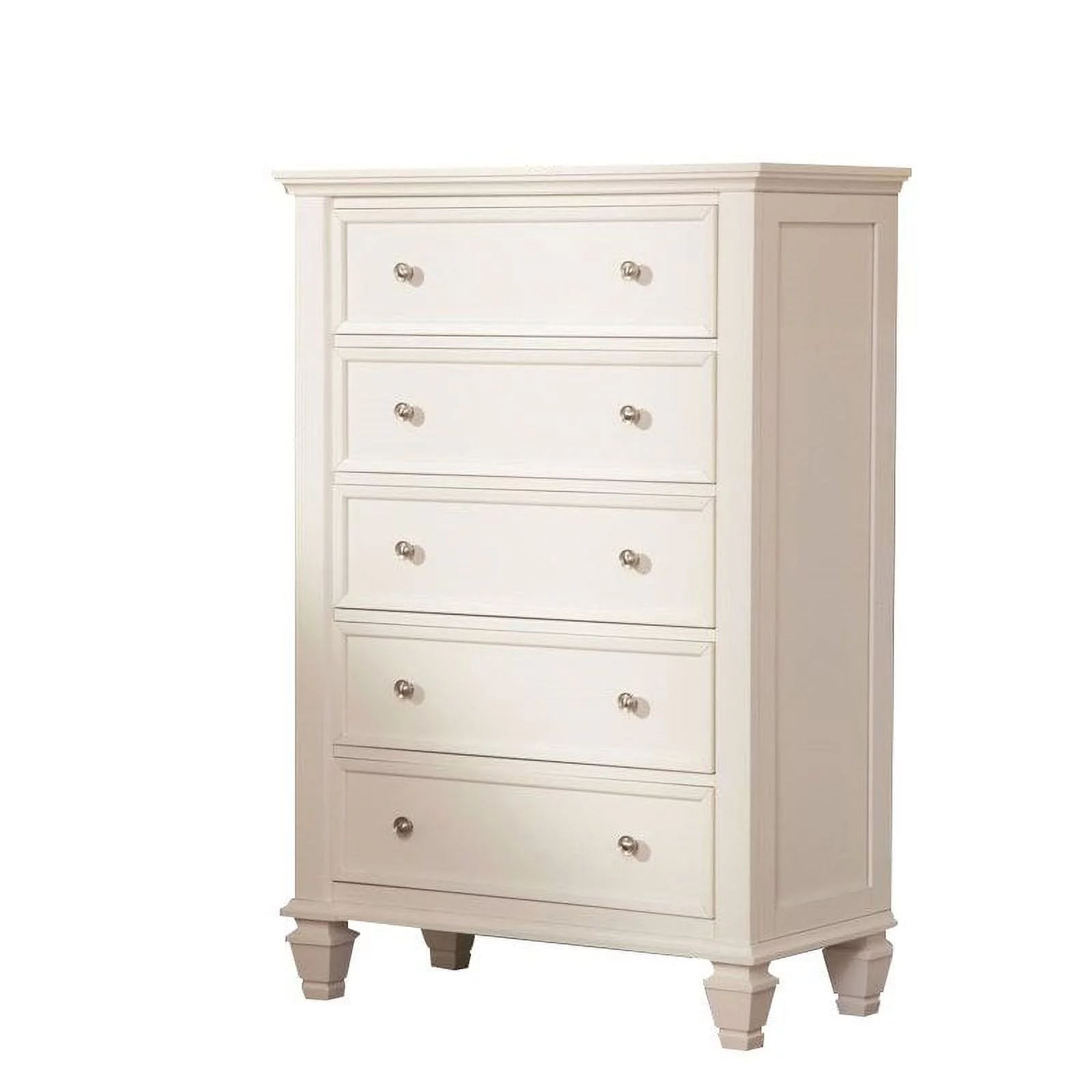 Kingfisher Lane 5 Drawer Chest in White and Silver