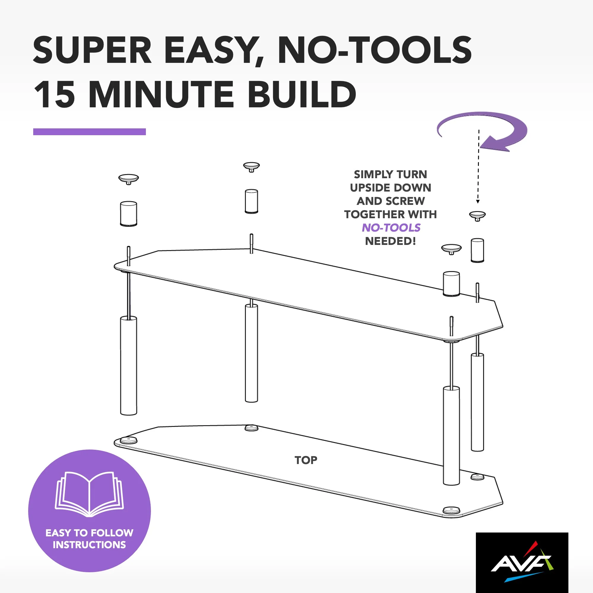 AVF SDC1400BB-a TV Stand for up to 65-inch TVs, Black Glass, Black Legs