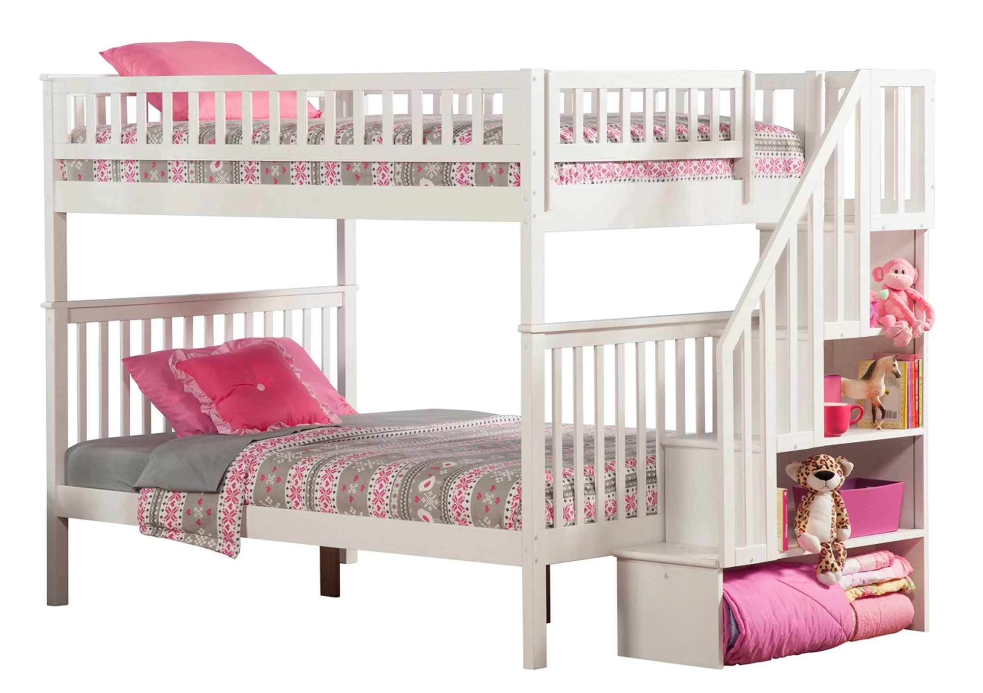 Woodland Staircase Bunk Bed Full over Full in Multiple Colors and Configurations