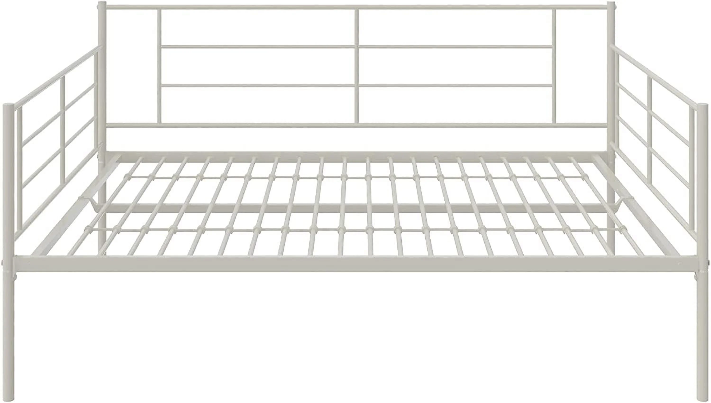 Praxis Metal Daybed With Steel Frame And Slats, Under Bed Storage, Full, White
